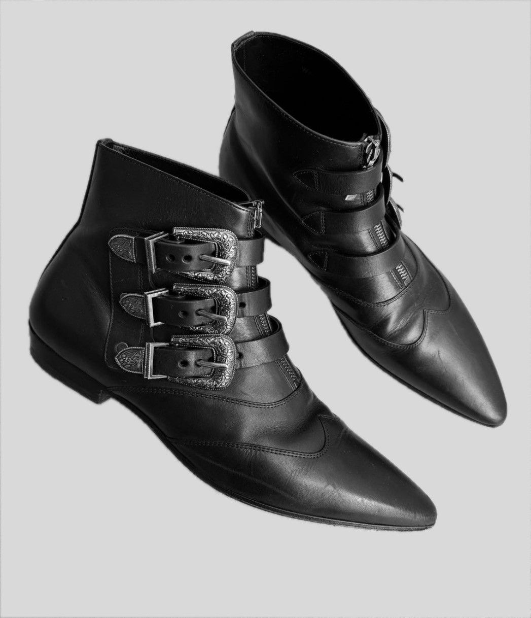 Saint Laurent Paris SS14 Western Buckle Duckies Boots | Grailed