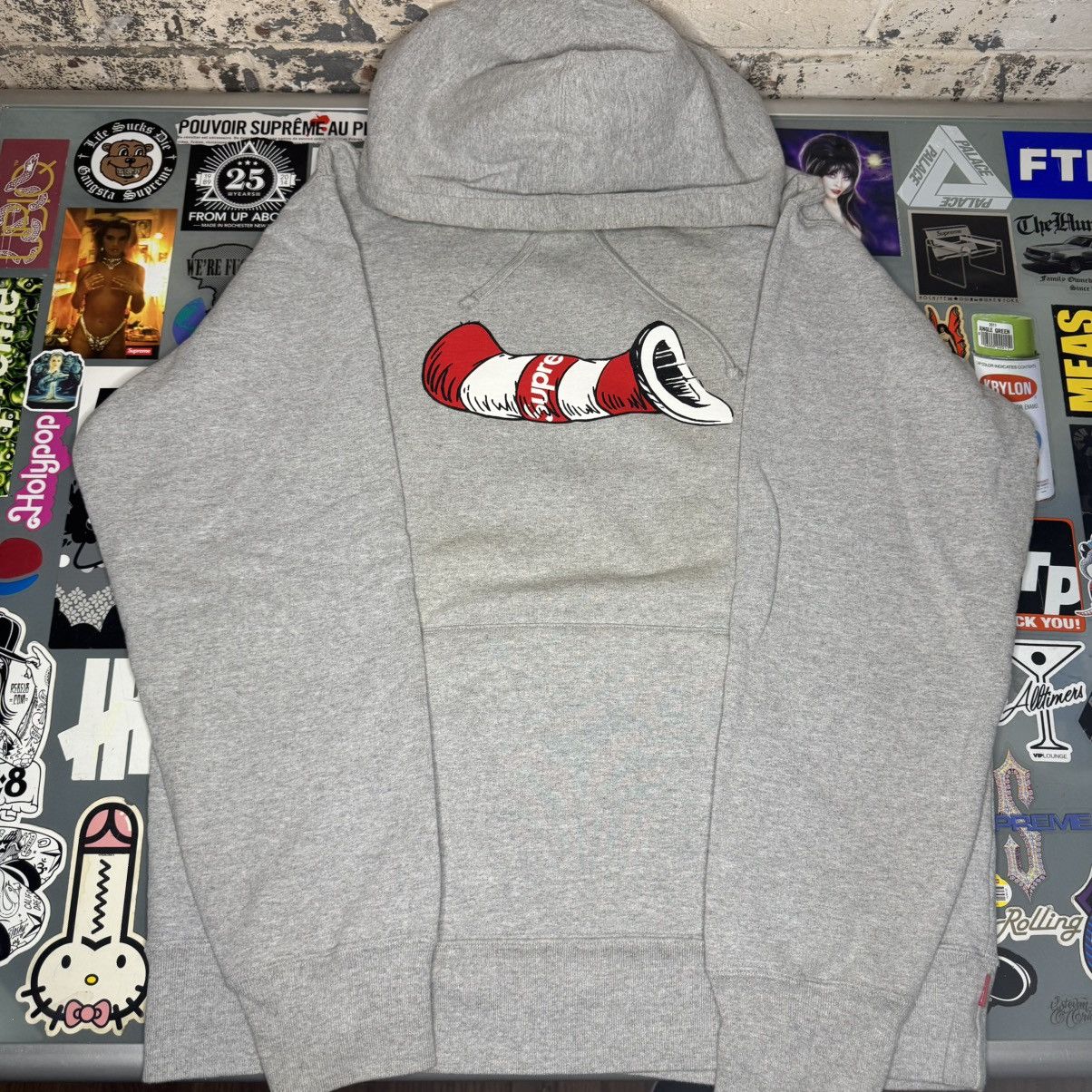 Supreme Supreme Cat In The Hat Hooded Sweatshirt Heather Grey Sz L Size US L / EU 52-54 / 3 - 1 Thumbnail