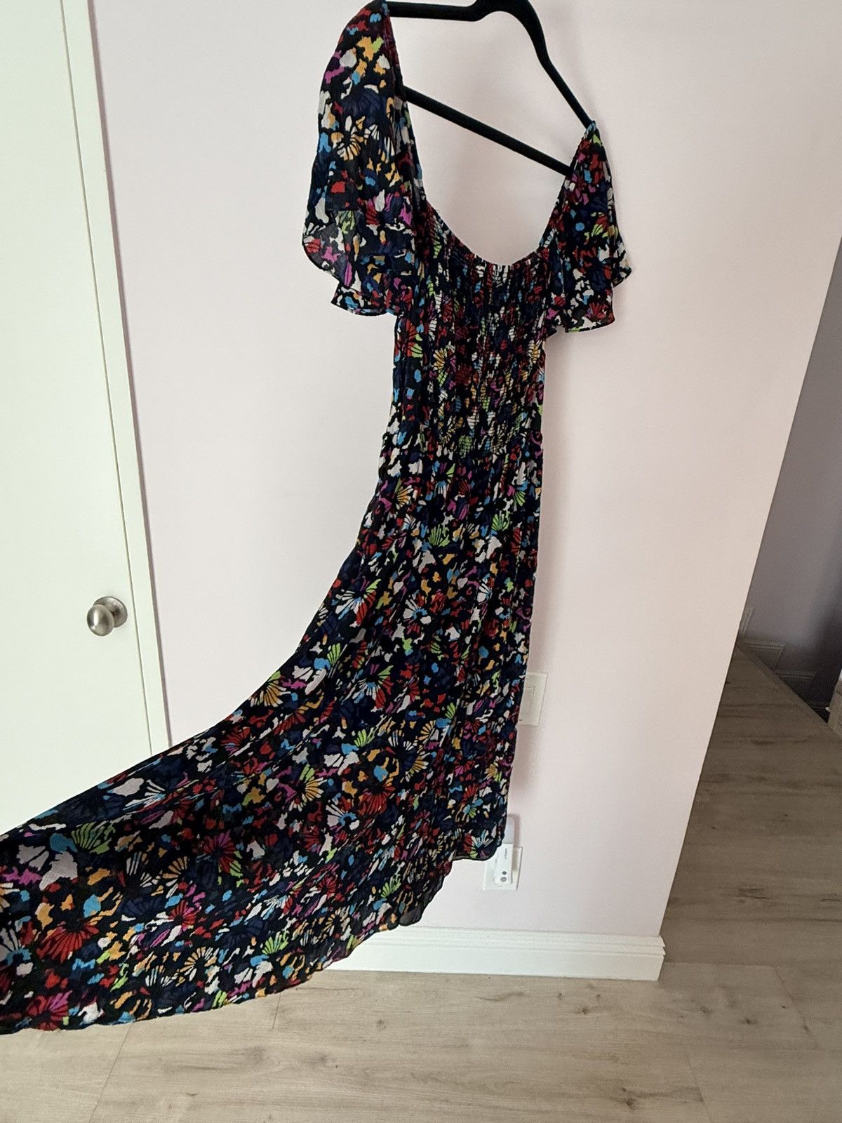 Tanya Taylor TANYA TAYLOR 100% Silk Floral Midi Dress S Smocked Waist Size S / US 4 / IT 40 - 3 Thumbnail