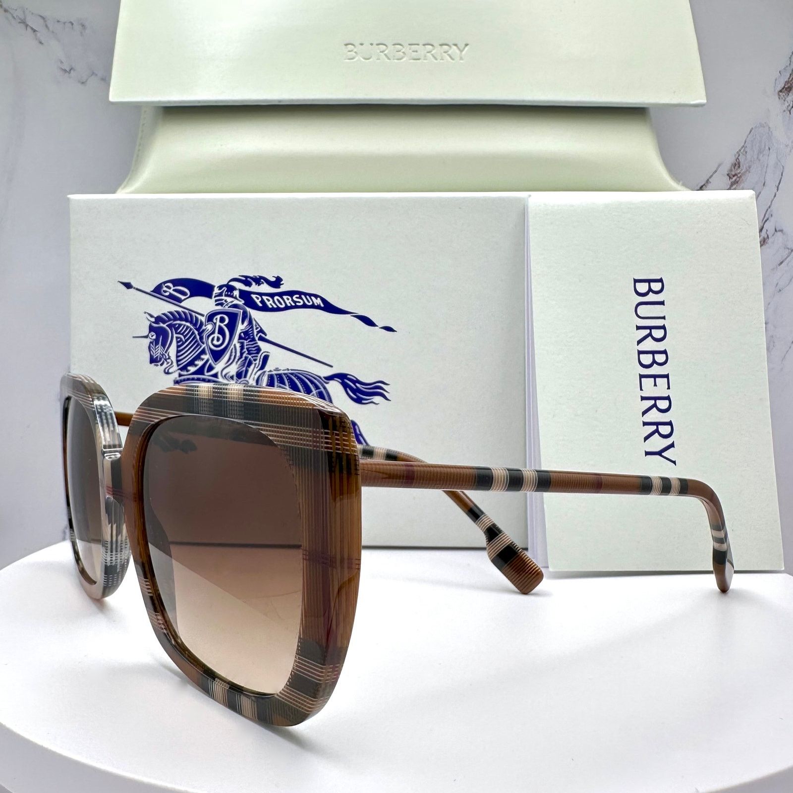 Burberry New Burberry Sunglasses Brown Check Frames Gradient Lens Size ONE SIZE - 2 Thumbnail