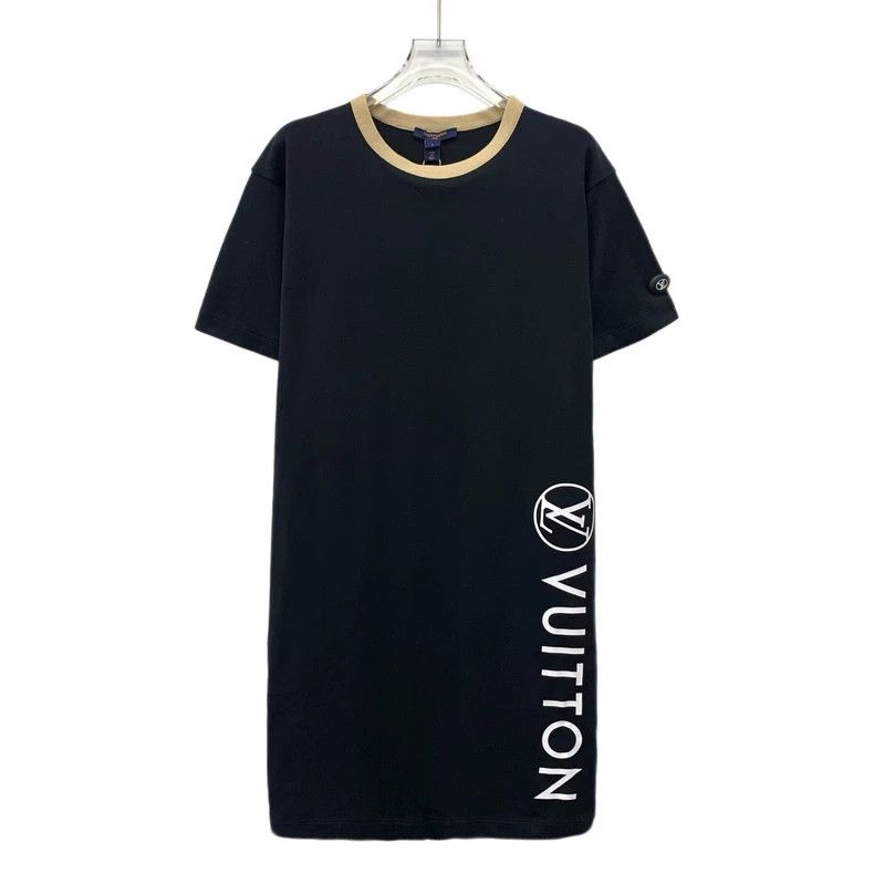 Louis Vuitton Black logo monogrammed cotton crewneck dress