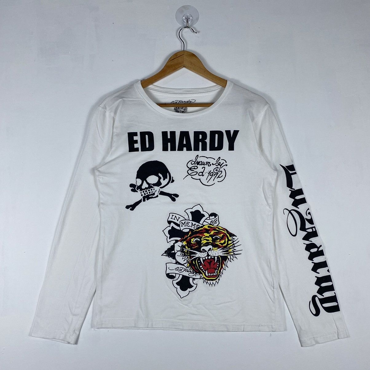 Ed Hardy ED HARDY Drawn By Ed Hardy Tattoo Long Sleeve Women Tee Size XL / US 12-14 / IT 48-50 - 2 Thumbnail