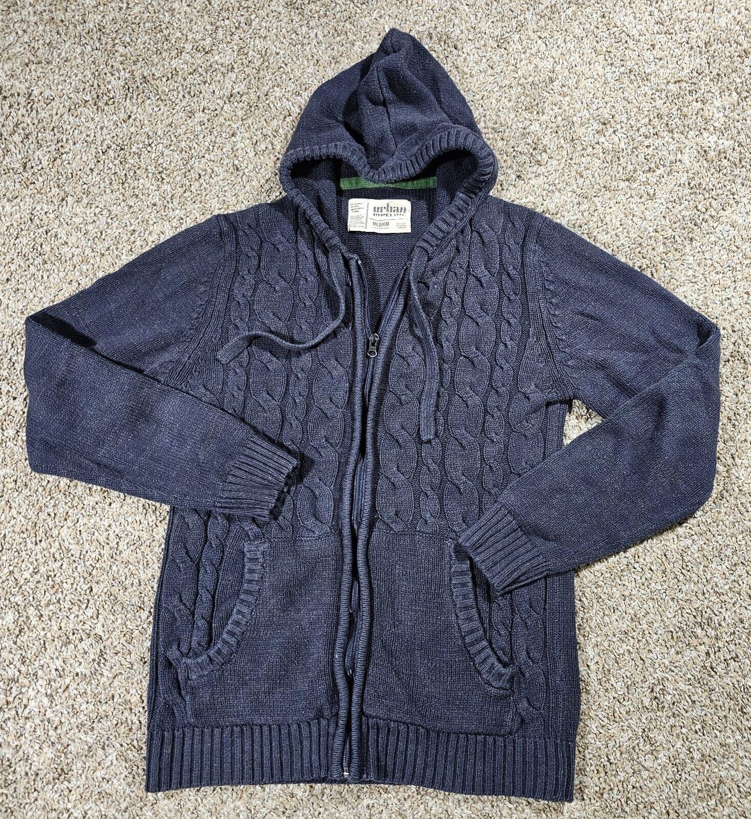 Urban Pipeline Urban Pipeline Medium Cable Knit FullZip Hooded Sweater Blue Size M / US 6-8 / IT 42-44 - 1 Thumbnail