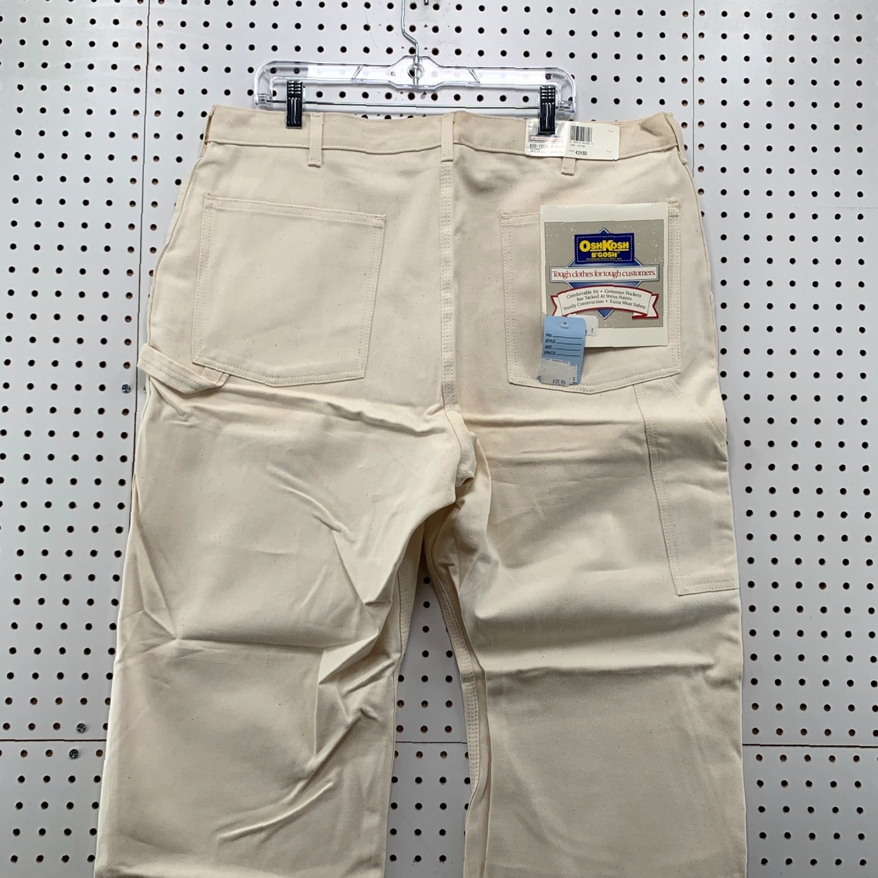 Vintage Vintage OshKosh B’Gosh Carpenter Pants Mens Size 42x30 Beige Workwear Canvas Straight Fit 90s Size US 42 / EU 58 - 5 Thumbnail