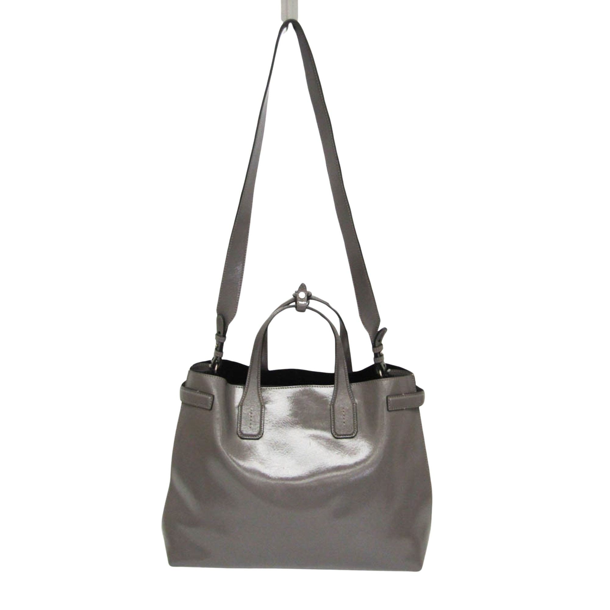 Burberry Grey Leather Handbag (Pre-Owned) Size ONE SIZE - 1 Thumbnail