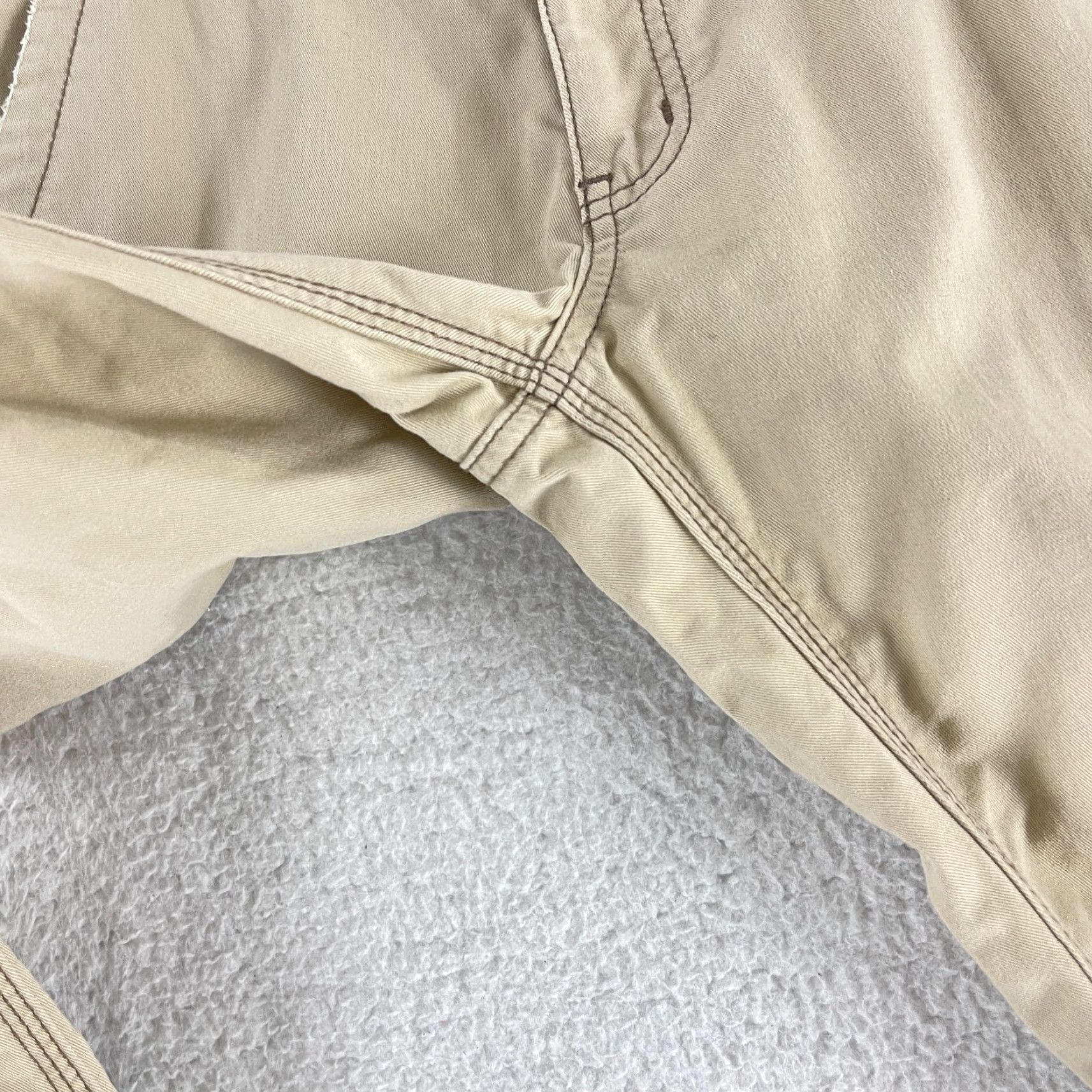 Vintage XXX Rude Beige Khaki Chino Skinny Pants Mens Casual Work Wear 30x32 Regular Flat Front Button Zip 10204 Size US 30 / EU 46 - 7 Thumbnail