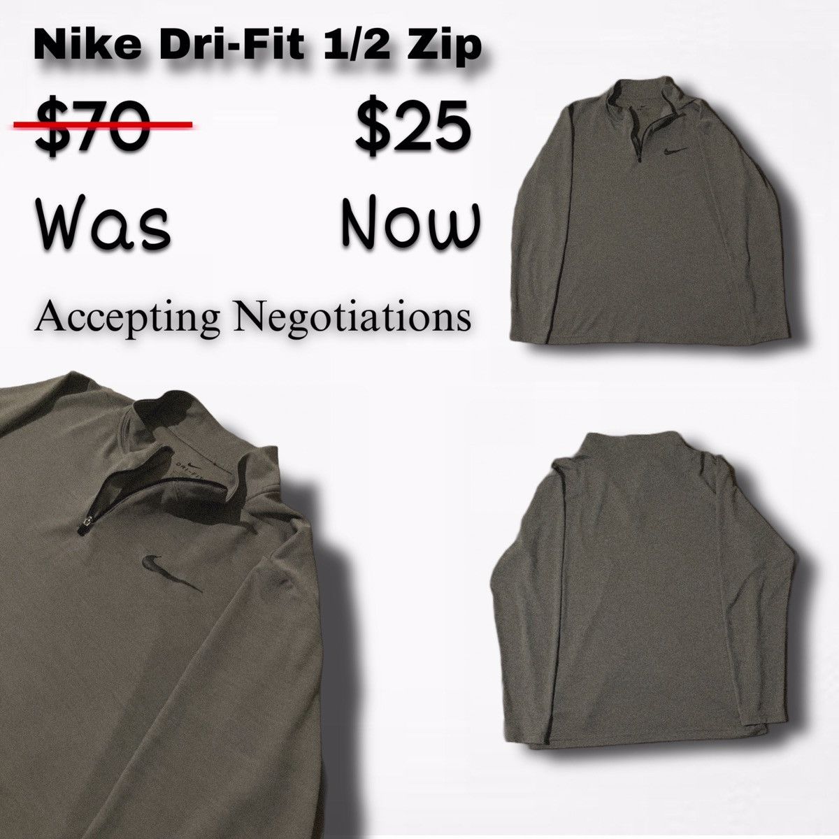Nike Grey Nike Dri-Fit 1/2 Zip Size US L / EU 52-54 / 3 - 2 Thumbnail