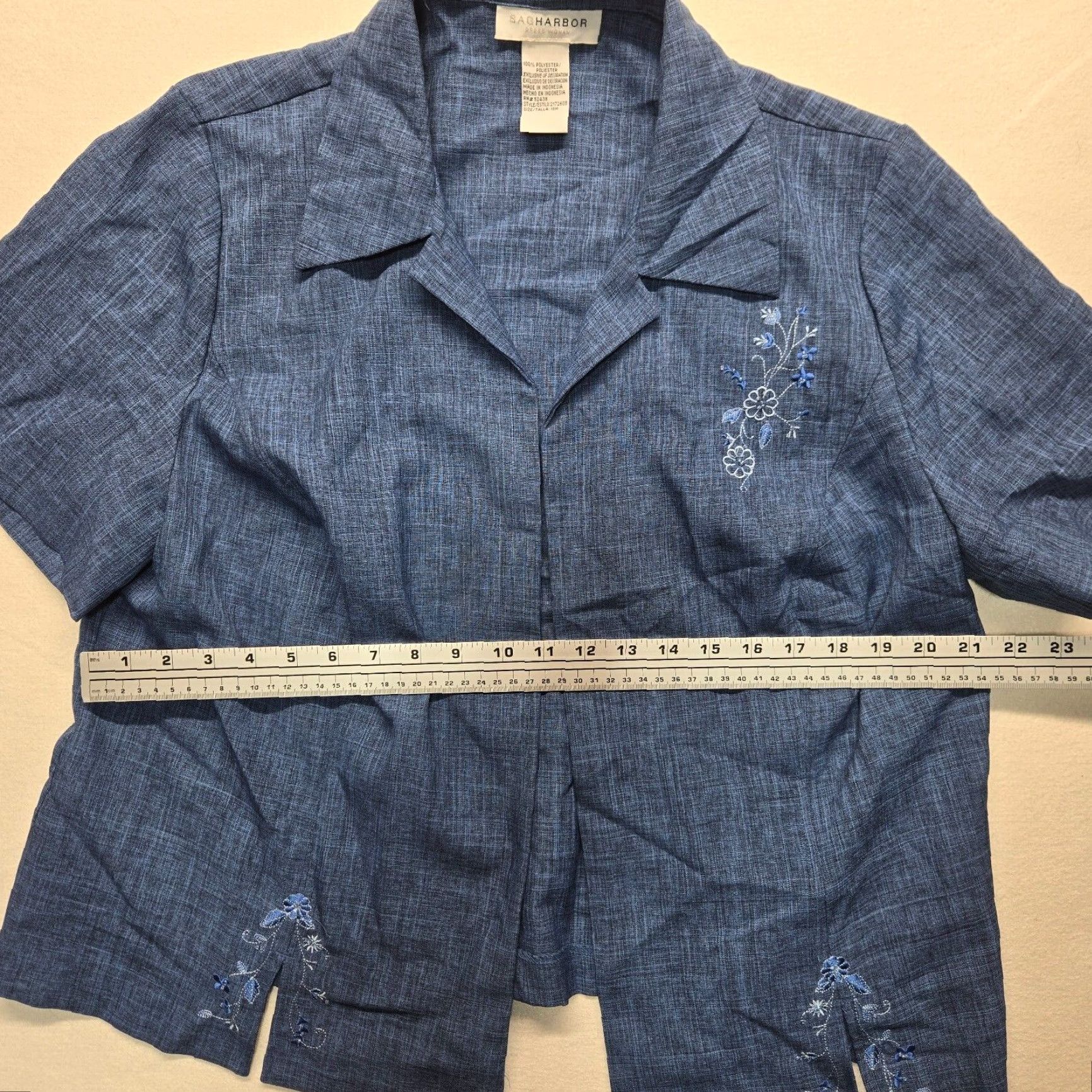 Vintage Sag Harbor Blazer Shirt Adult Women's 18W Blue Floral 90s Career Jacket Womens Sag Harbor Blazer 18W Blue Floral Size XXL / US 16-18 / IT 52-54 - 4 Thumbnail