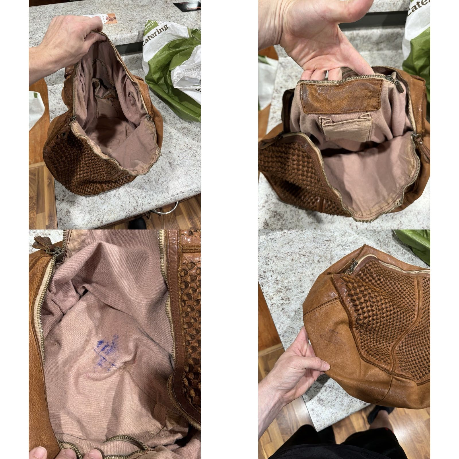 Vintage ERRELLEVENTIDUE brown perforated leather shoulder tote bag extra large Size ONE SIZE - 8 Thumbnail