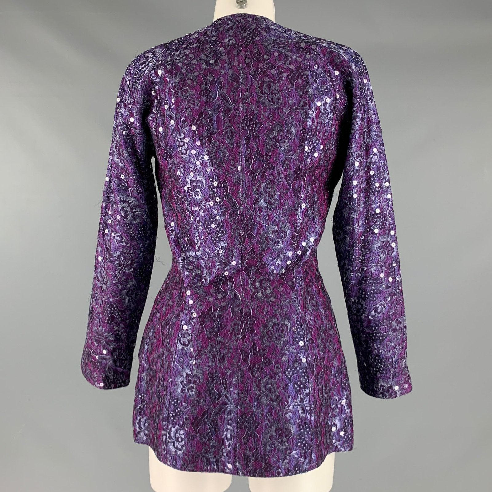 Geoffrey Beene GEOFFREY BEENE Size M Purple Sequined Evening Blazer Size M / US 6-8 / IT 42-44 - 3 Thumbnail