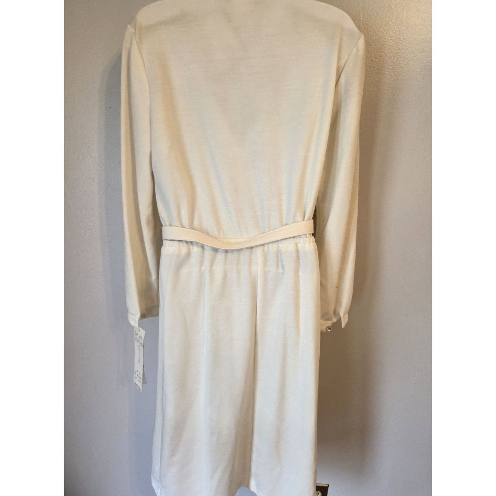 Vintage VINTAGE KC Petites A-line Dress Ivory 12P With Tags Belt Ruffle Collar 80s Shirt Dress Womens Size XL / US 12-14 / IT 48-50 - 5 Thumbnail