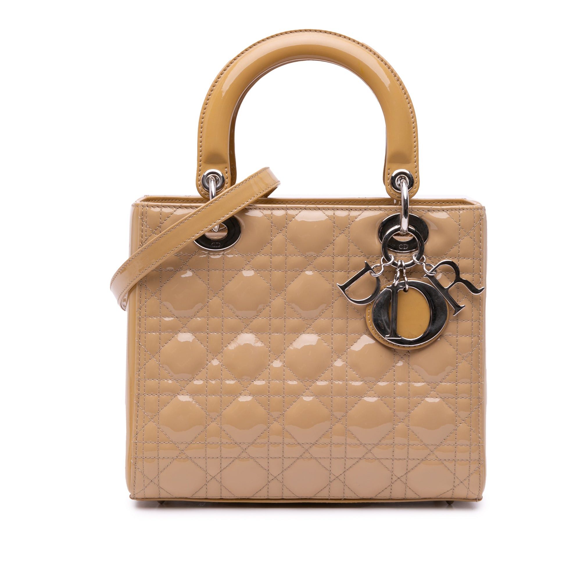 Dior Dior Medium Patent Cannage Lady Dior Brown Size ONE SIZE - 1 Thumbnail