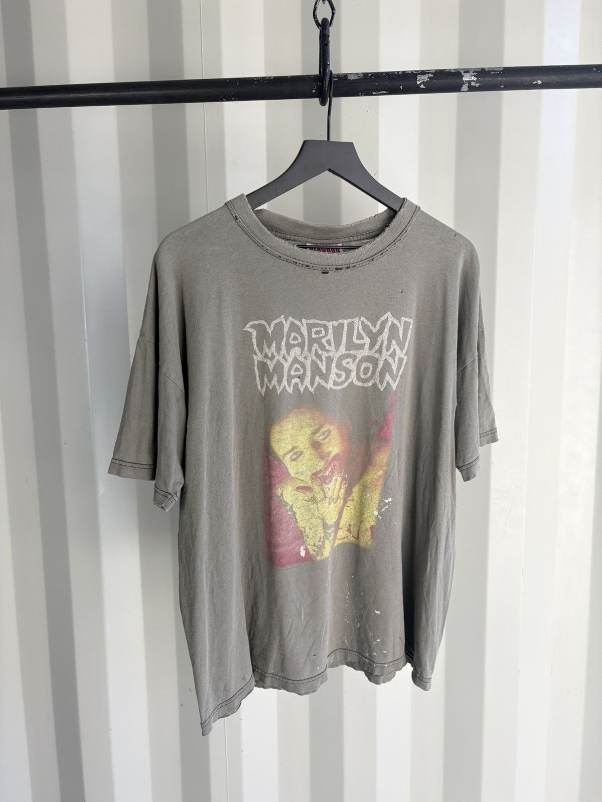 Band Tees Vintage Marilyn Manson God of Fuck Shirt Faded GRUNGE Band Size US XL / EU 56 / 4 - 1 Thumbnail