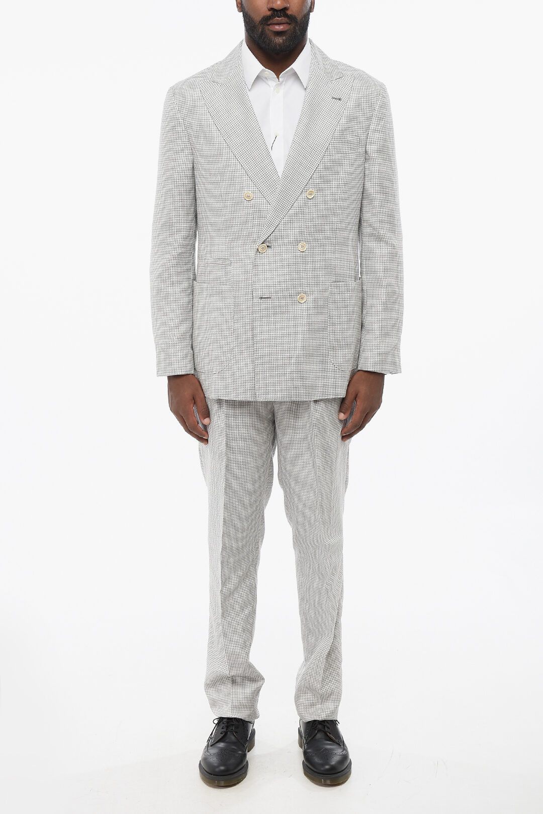 Brunello Cucinelli og1mm0725 Double-breasted Wool Blend Suit in Grey Size US M / EU 48-50 / 2 - 1 Thumbnail