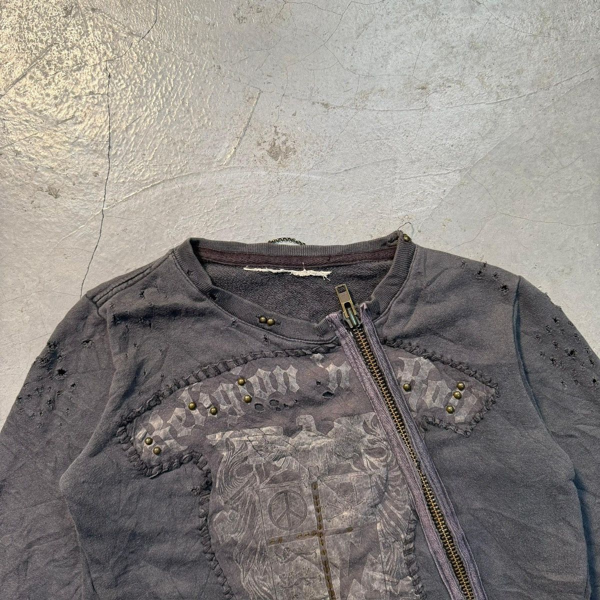 Japanese Brand RELIGION N' ROCK Japanese Grunge Punk Studded Zip-up Sweater Size S / US 4 / IT 40 - 3 Thumbnail