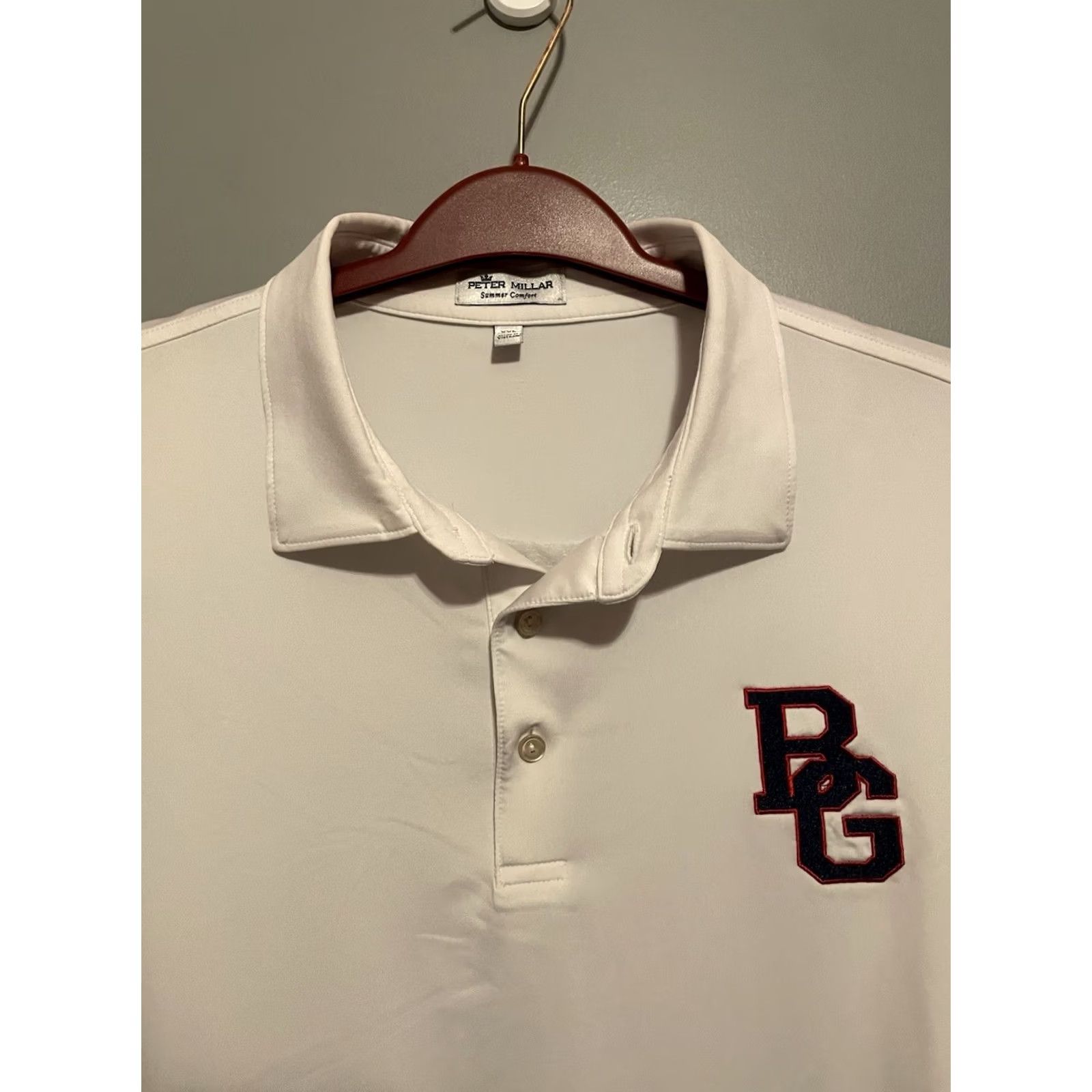 Peter Millar Peter Millar Polo Shirt Mens 2XL White Golf Embroidered Logo Short Sleeve Collared 27” Pit 34” Length Solid Knit Cotton Blend Regular Fit Size US XXL / EU 58 / 5 - 2 Thumbnail