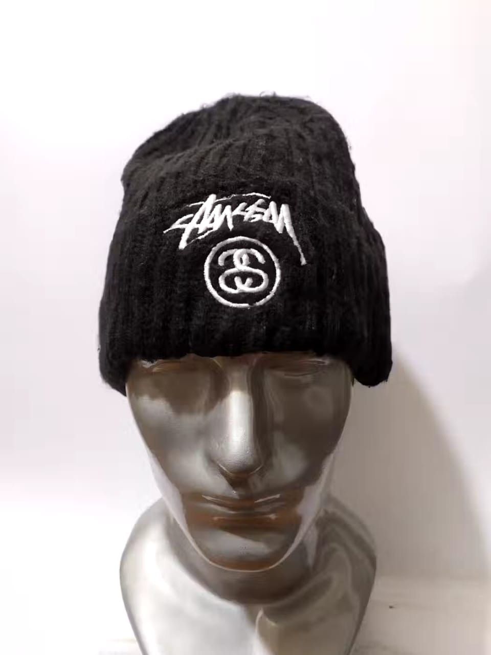 image of Stussy Beanie Embroidery Logo Hats in Black, Men's