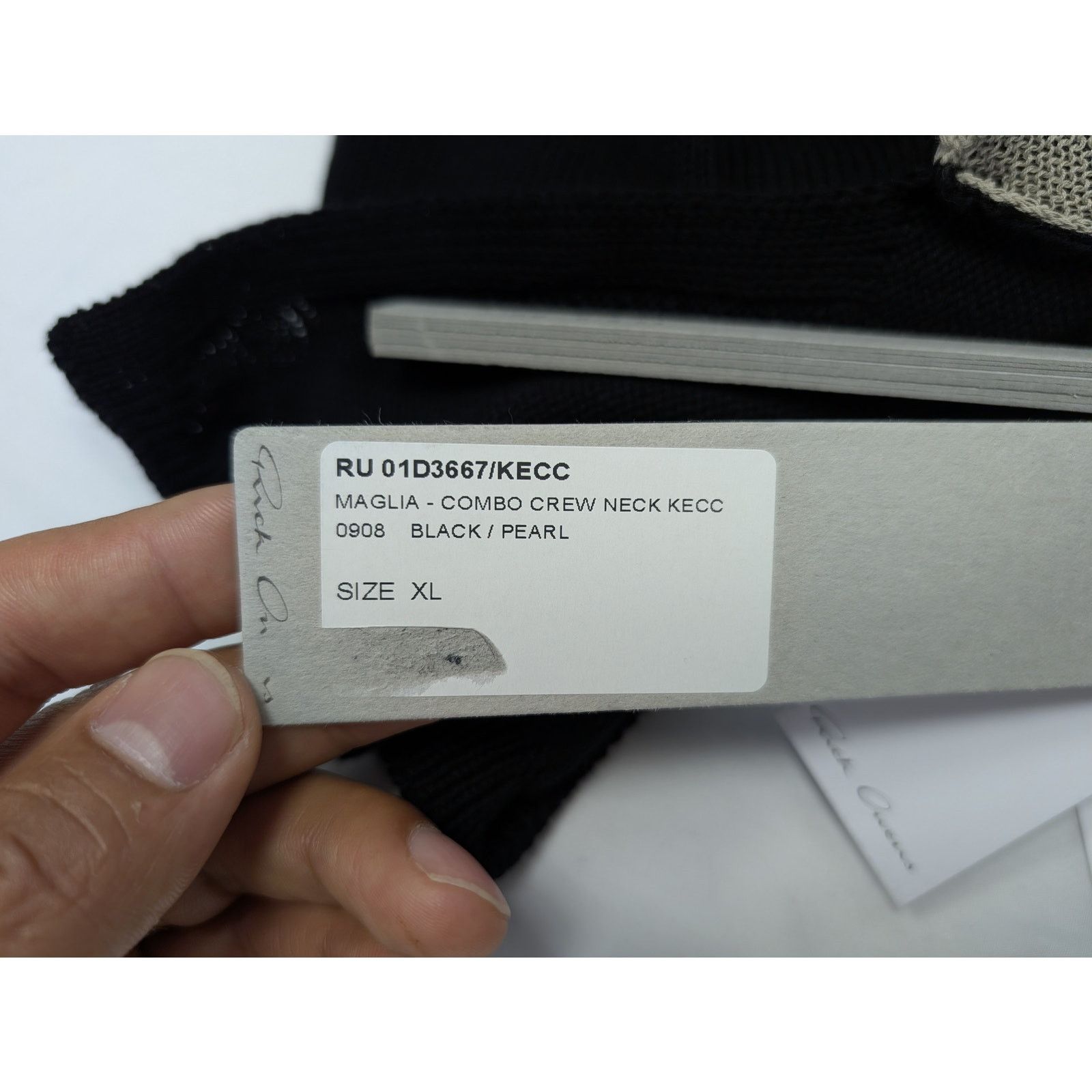 Rick Owens o1rshd1 Combo Crewneck Sweatshirt in Black/Pearl Size US XL / EU 56 / 4 - 14 Thumbnail