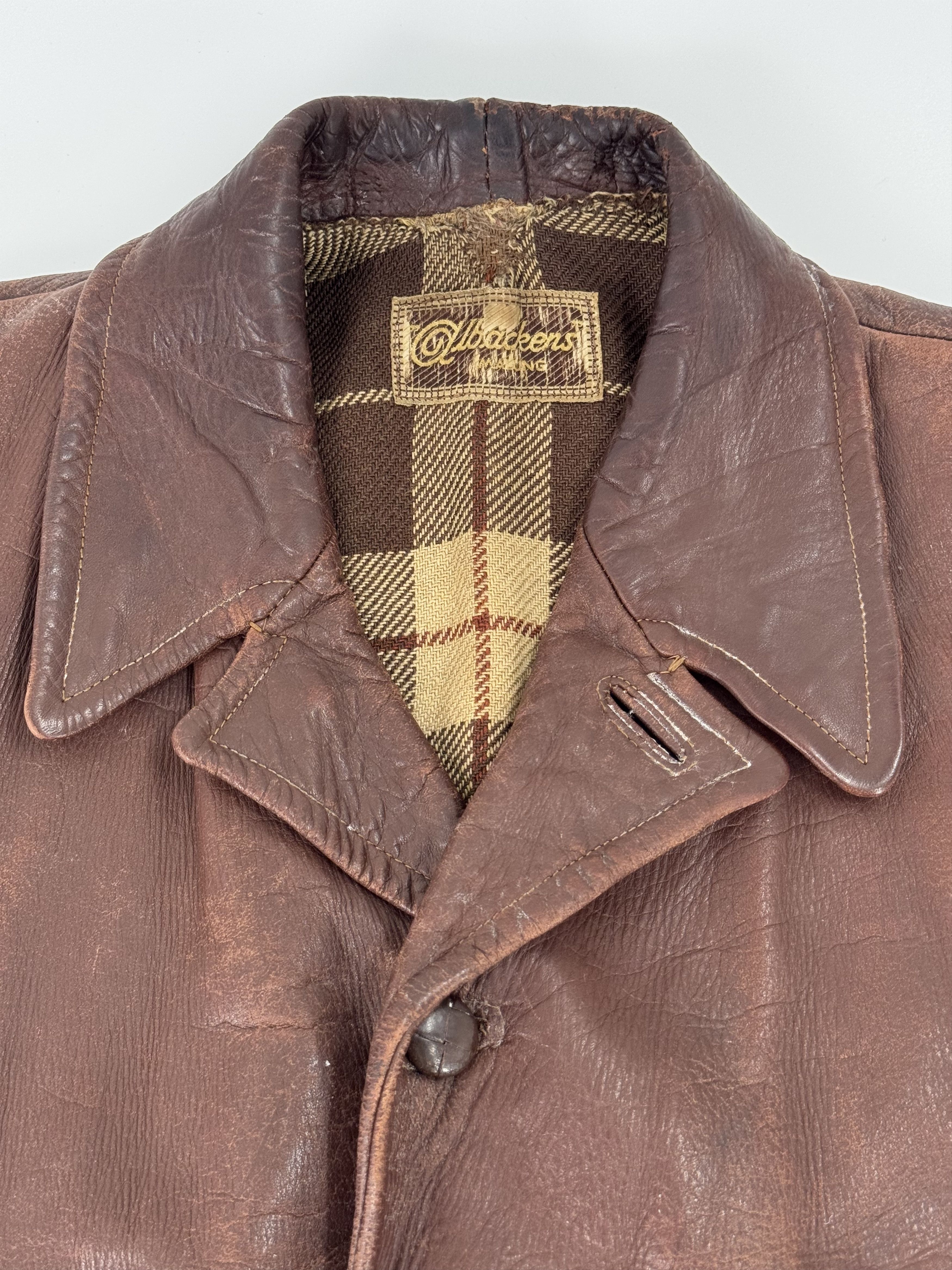 Vintage 1940s Vintage Brown Leather Horsehide Vest Albackens 40s Size US M / EU 48-50 / 2 - 2 Thumbnail