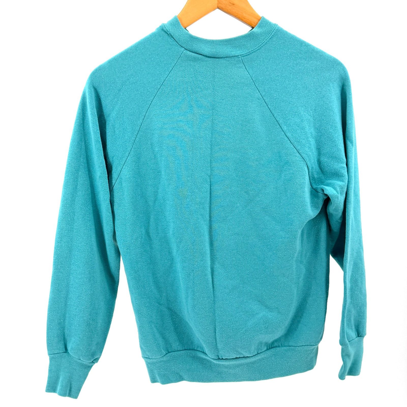 Jerzees Vintage 90s Teal Graphic Nassau Sunset Raglan Sweatshirt Size M / US 6-8 / IT 42-44 - 7 Thumbnail