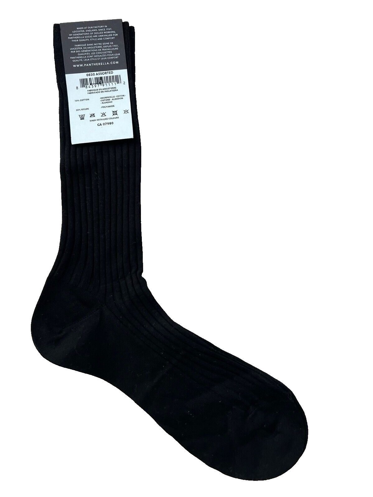 Pantherella Pantherella Cotton Blend Rib Socks Black ( M ) Size ONE SIZE - 2 Thumbnail