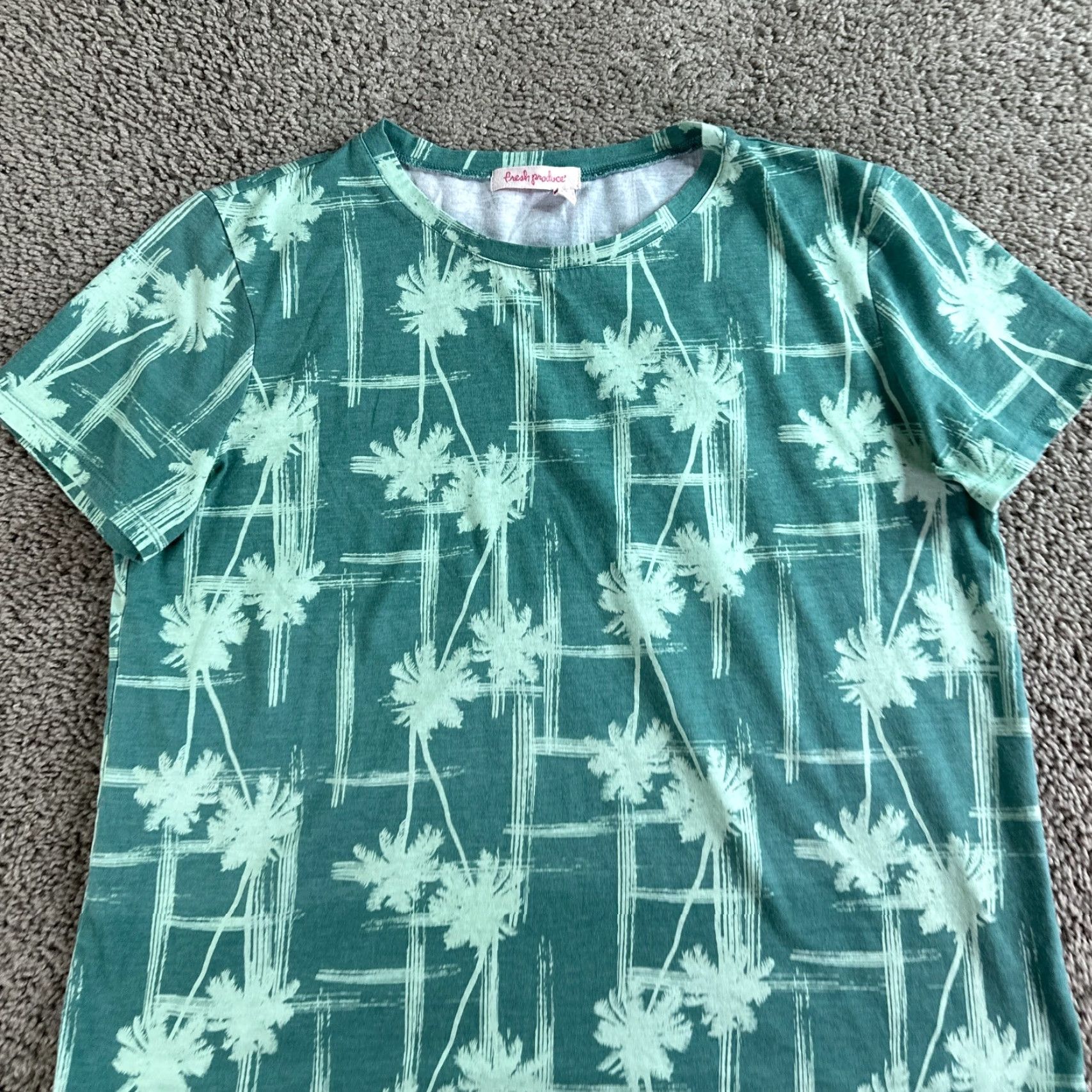 Vintage Fresh Produce Shirt Womens XL Green Floral Palm Tree Short Sleeve Shirt Size XL / US 12-14 / IT 48-50 - 3 Thumbnail