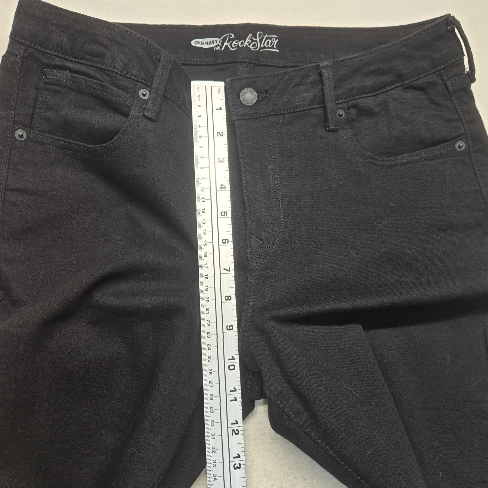 Old Navy VINTAGE Old Navy Rock Star Jeans Straight Fit Adult Women's Size 14 Black Denim Casual Pants Size 36" / US 14 / IT 50 - 6 Thumbnail