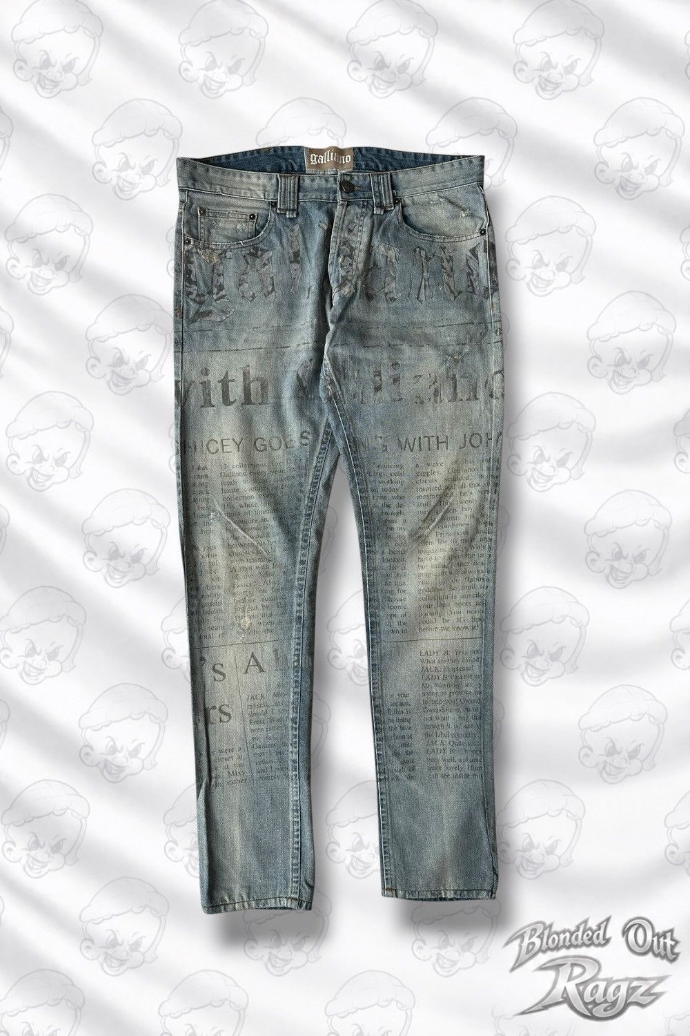 John Galliano Galliano Newspaper Denim | Grailed