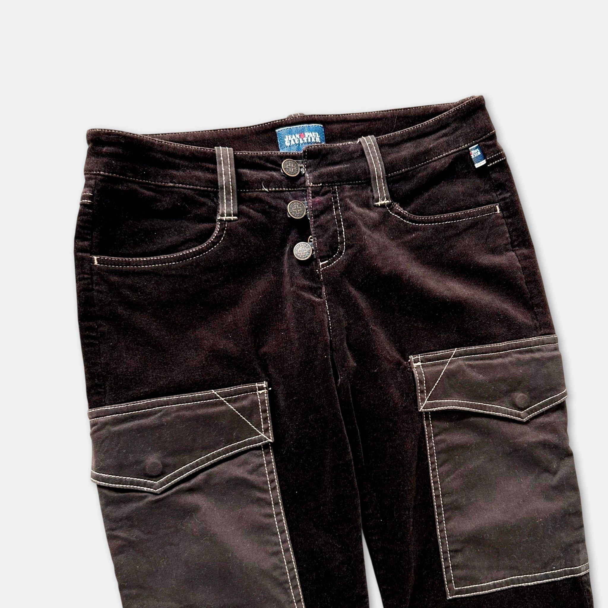 Jean Paul Gaultier Jean Paul Gaultier Black Velour Cargo Pants Size US 30 / EU 46 - 2 Thumbnail