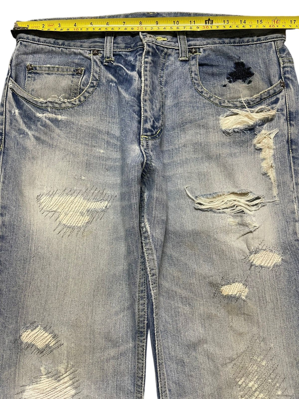 Ego Tripping Vintage Japan Ego Tripping Faded Distressed Flare Jeans Size US 32 / EU 48 - 11 Thumbnail