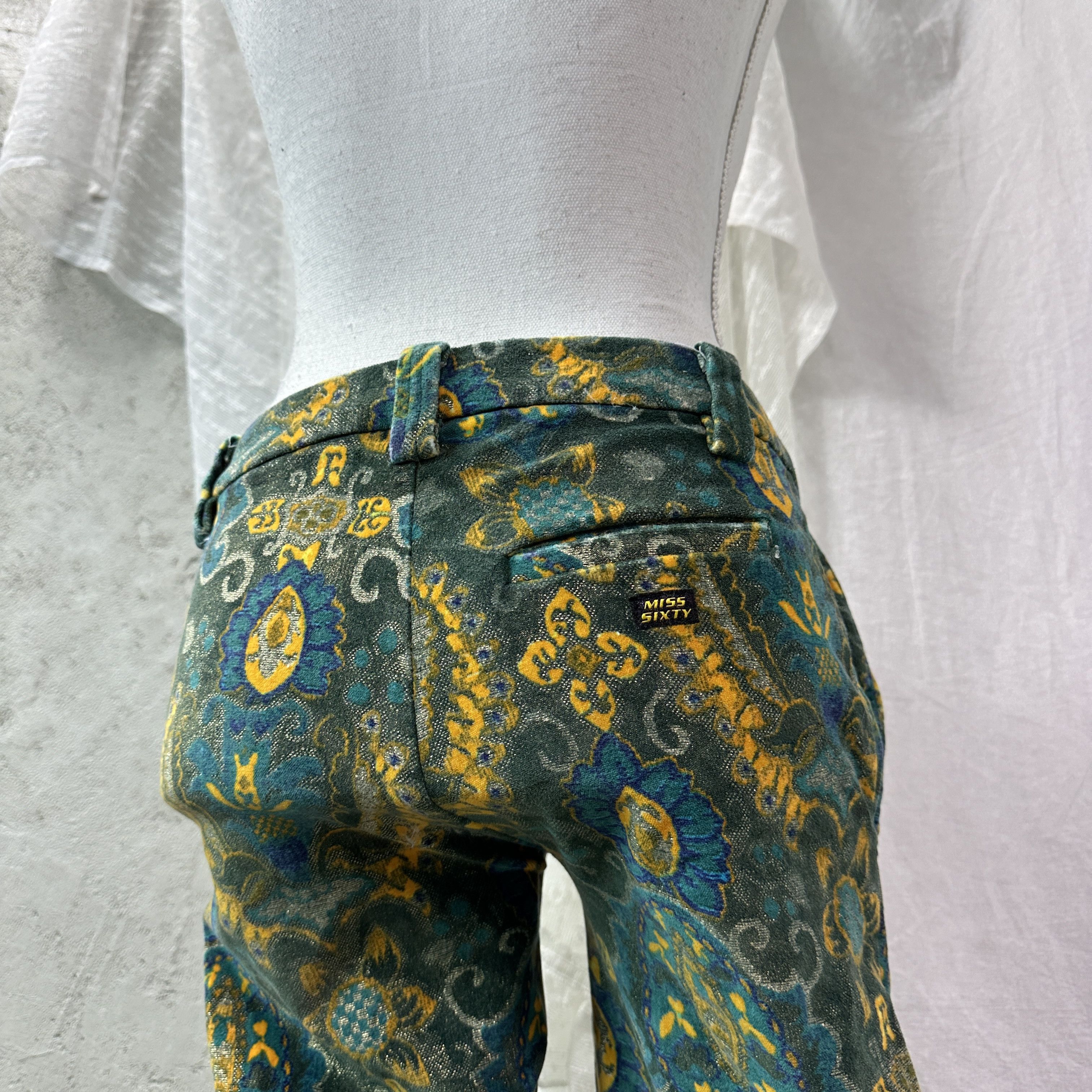 Miss Sixty VVintage Miss Sixty Ruched Jacquard Fullprint Jeans Y2K Size 29" - 9 Thumbnail
