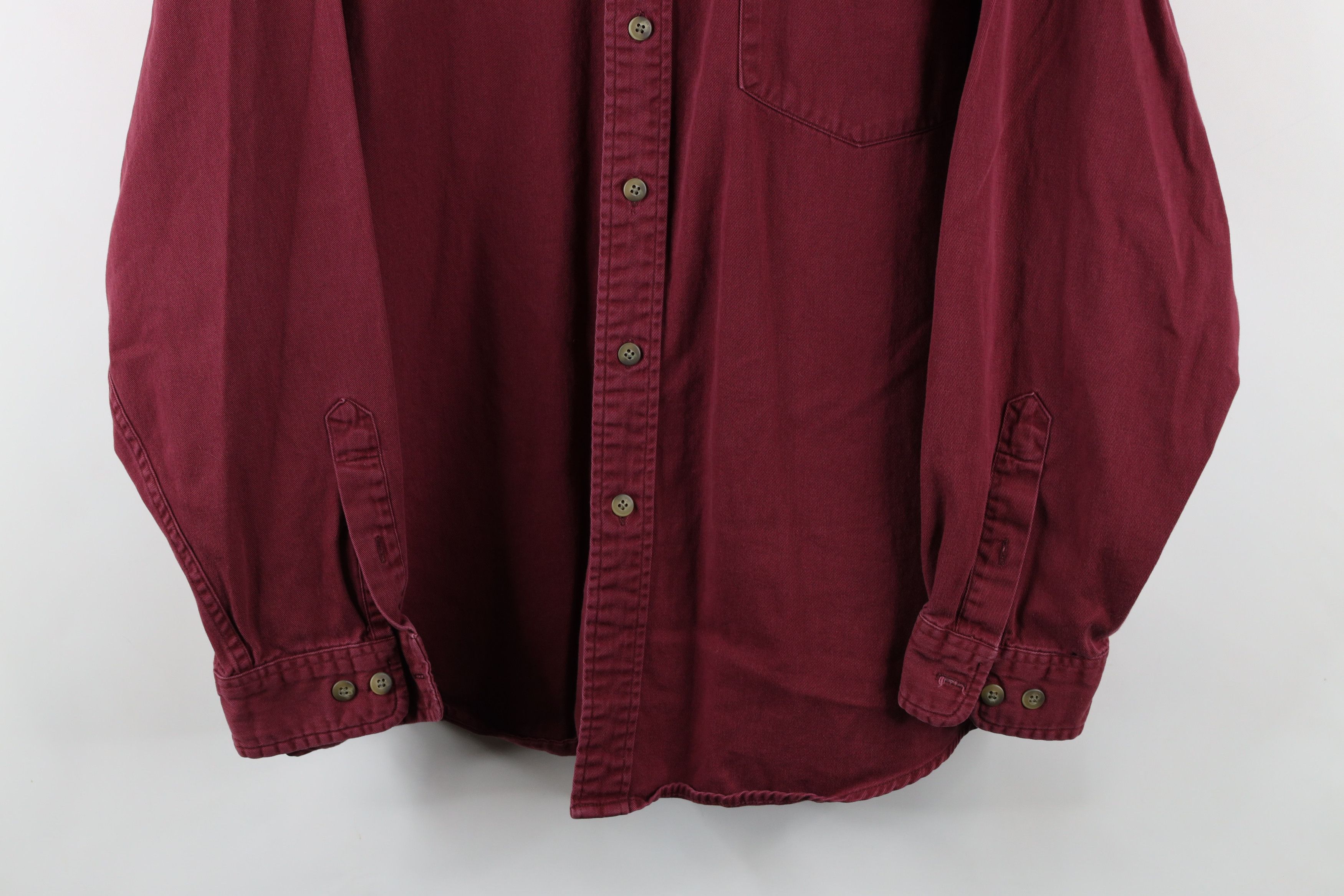 Eddie Bauer × Vintage Vintage 90s Eddie Bauer Button Down Shirt Burgundy Cotton Size US L / EU 52-54 / 3 - 3 Thumbnail