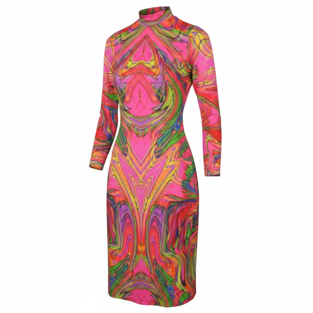 Desigual HEATHER S Multicolor Print Midi Dress 89029 Size S / US 4 / IT 40 - 1 Thumbnail