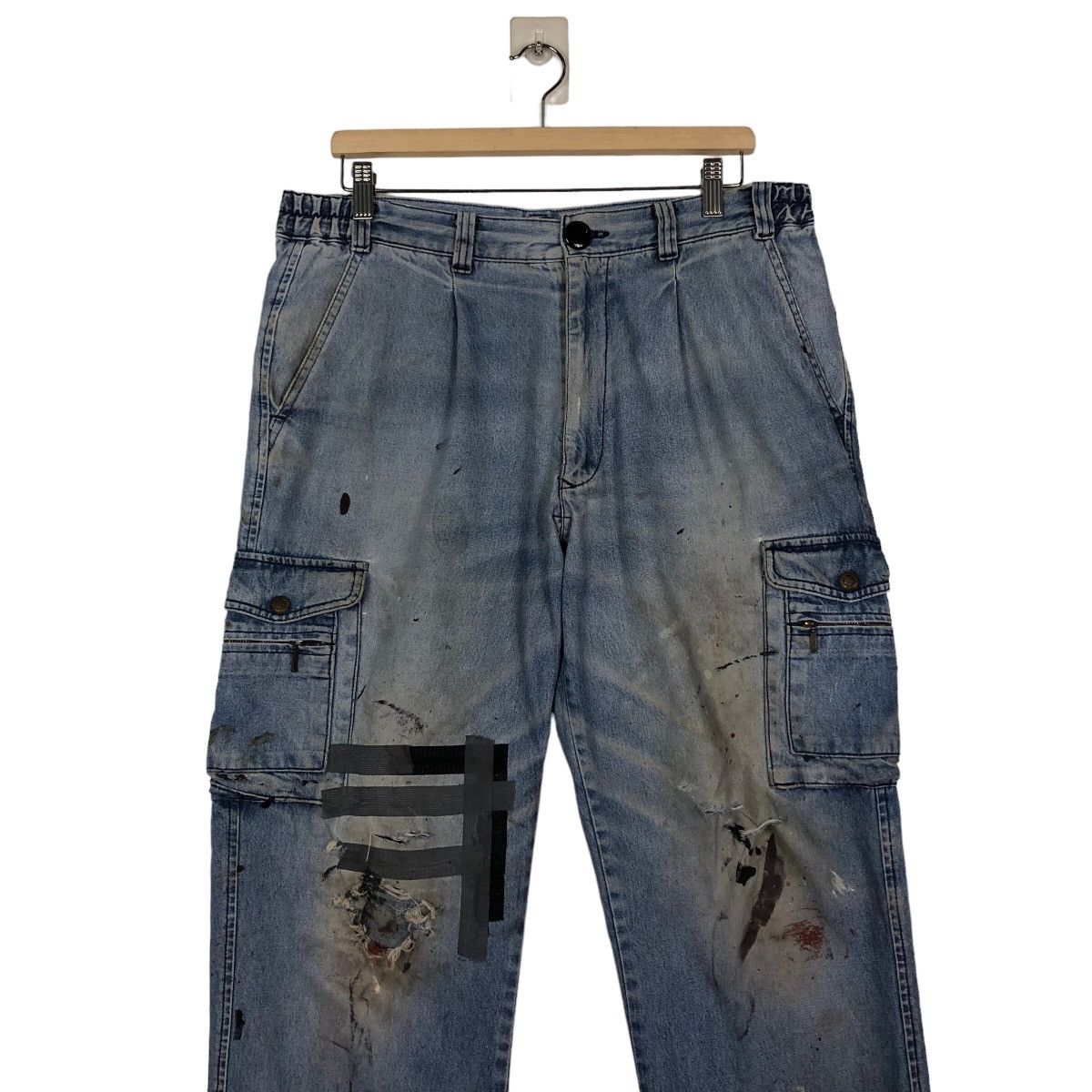 Japanese Brand 🔥Vintage Bush Cargo Jeans Biker Painter Workers Usa Size US 36 / EU 52 - 4 Thumbnail