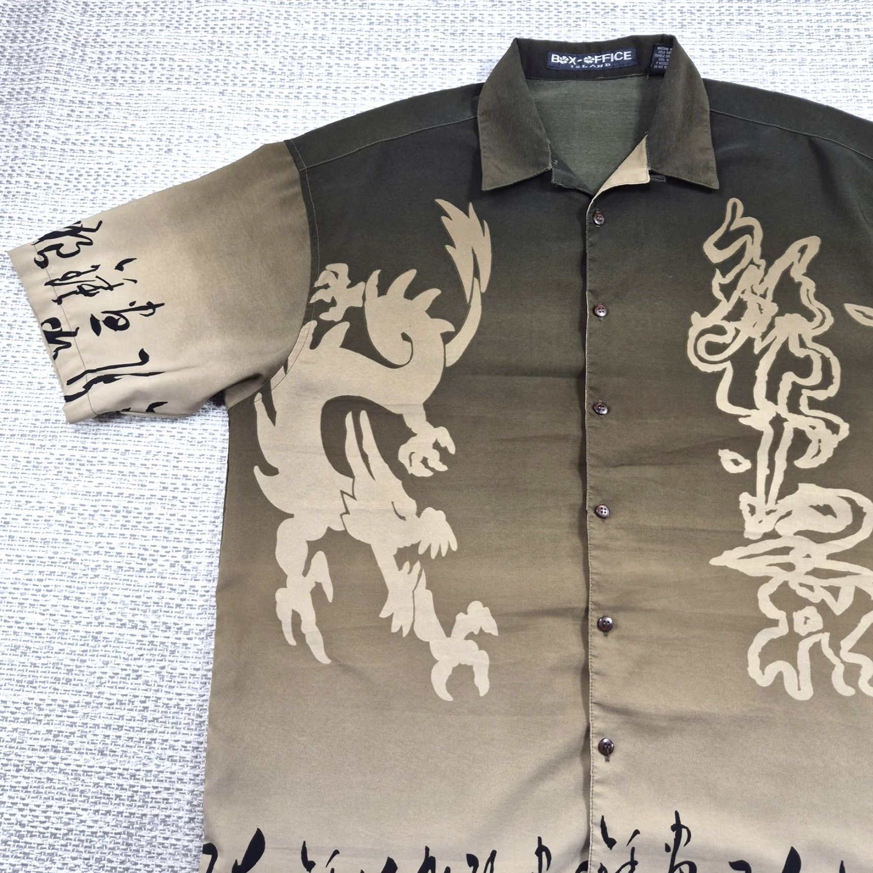Vintage Box-Office Island Button Up Shirt Mens Large Brown Dragon Graphic Short Sleeve Size US L / EU 52-54 / 3 - 3 Thumbnail