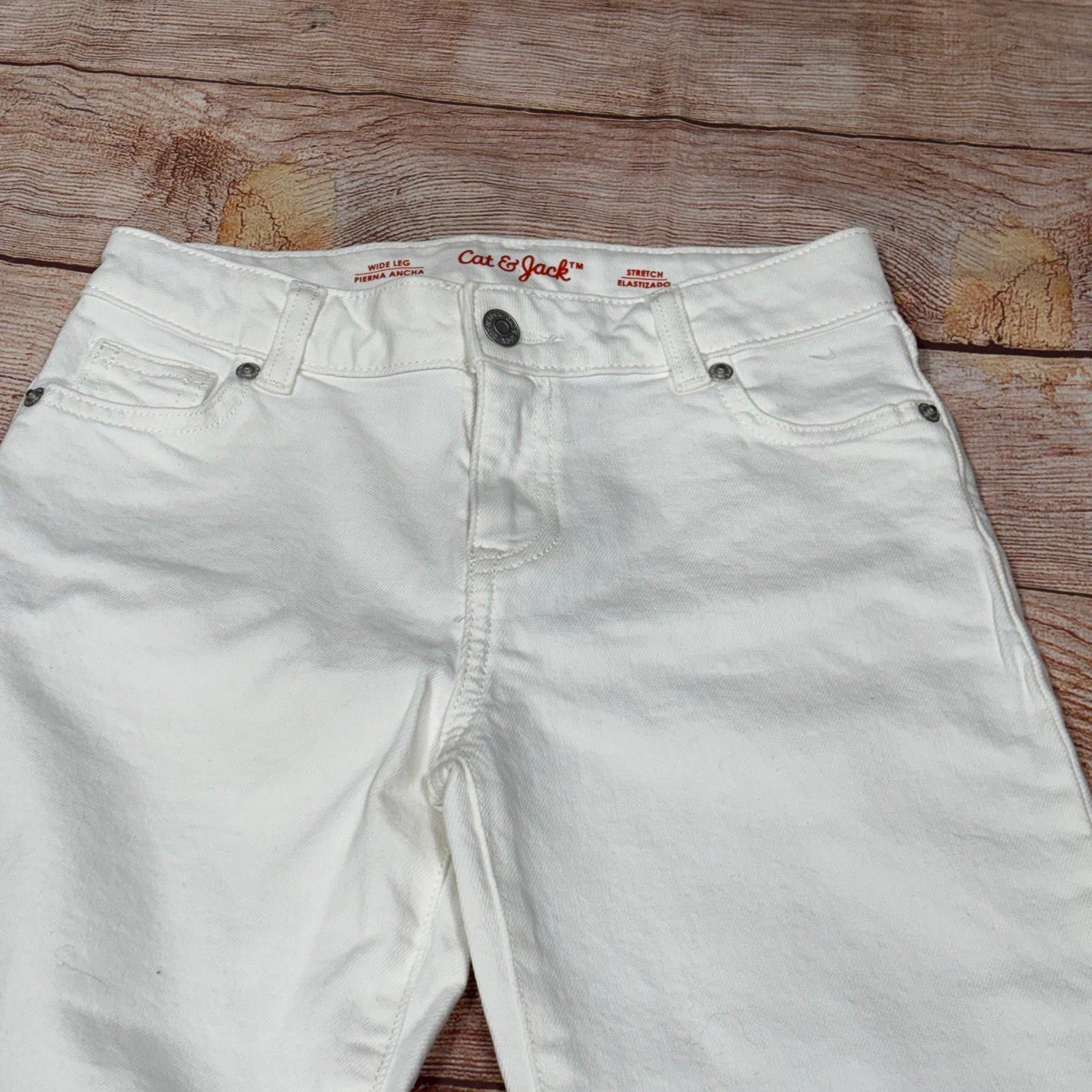 Other Cat & Jack White Wide Leg Stretch Pants Girls 8 Size 24" / US 00 / IT 34 - 2 Thumbnail