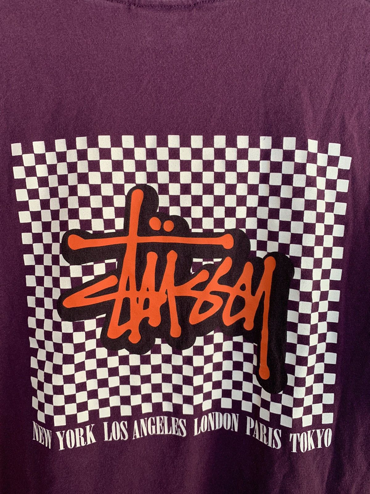 Designer × Stussy × Vintage *RARE* Stussy Checkerboard Logo T-Shirt - Medium Size US M / EU 48-50 / 2 - 3 Thumbnail