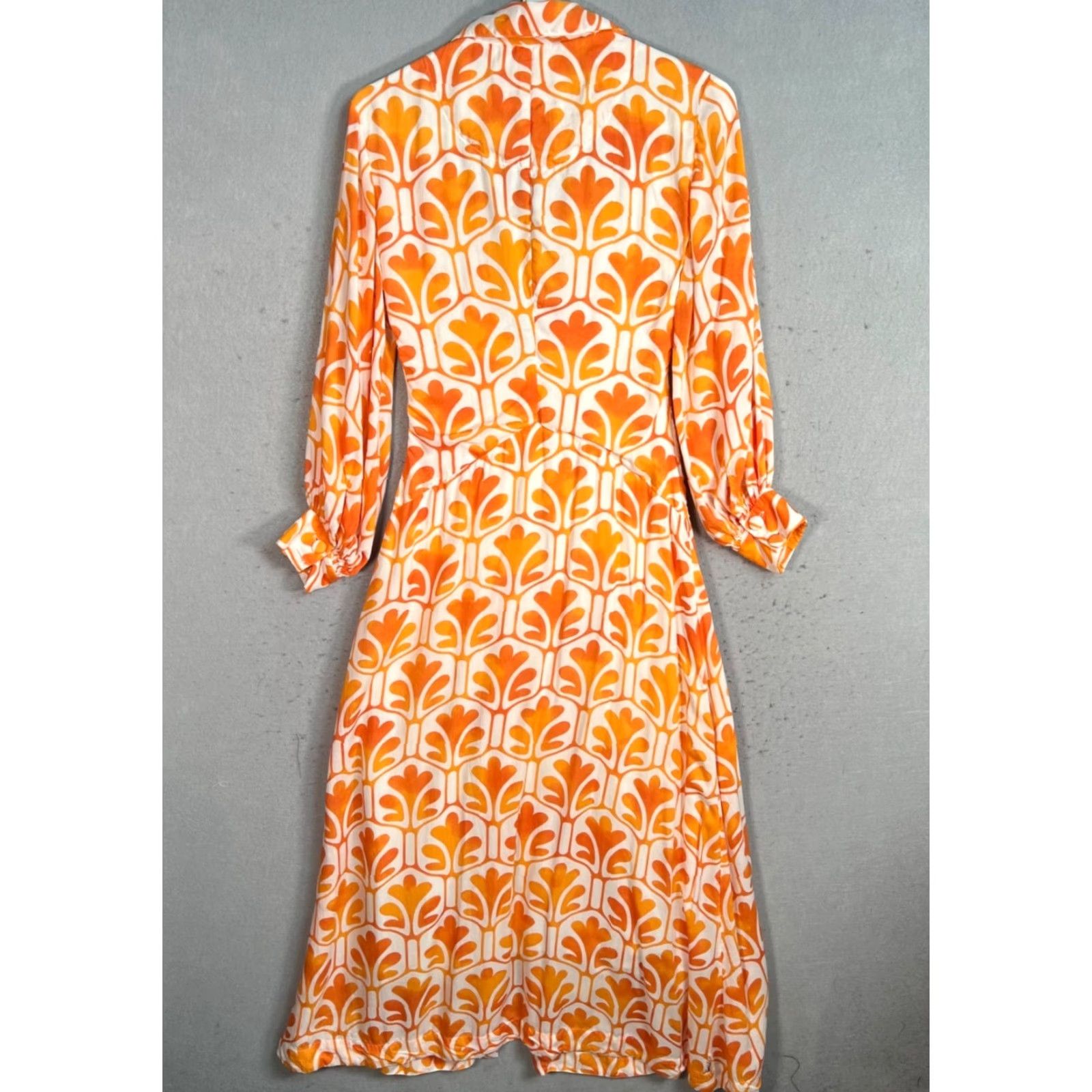 Vintage MAEVE Floral Print Shirt Dress, Orange, Long Sleeve, Adult Womens 0, V-Neck, Flower Theme Size XS / US 0-2 / IT 36-38 - 2 Thumbnail