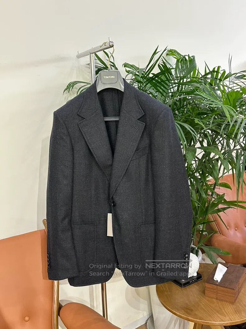 Tom Ford Tom Ford Wool Mixed Fabric Plaid Single-Breasted Jacket Size 50L - 1 Thumbnail