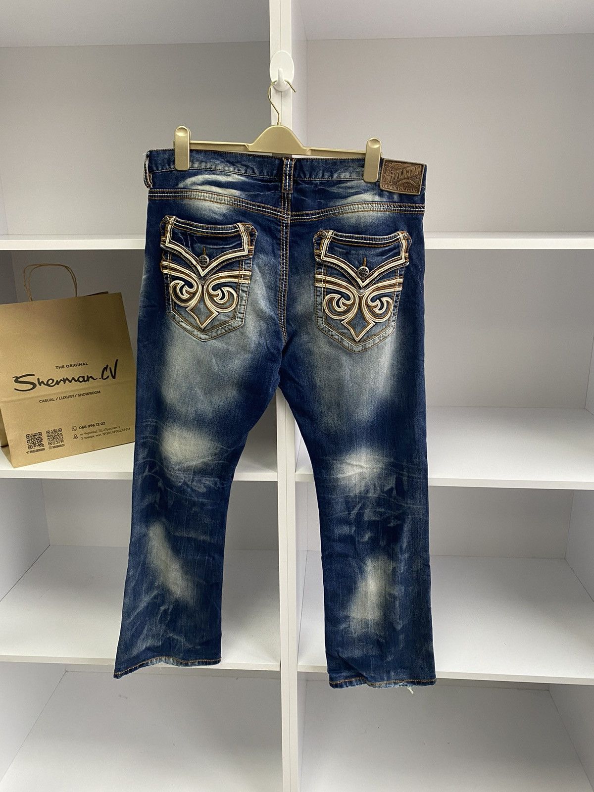 Affliction × Vintage Vintage Affliction Men's Denim Jeans Embroidered Blue Size US 38 / EU 54 - 9 Thumbnail