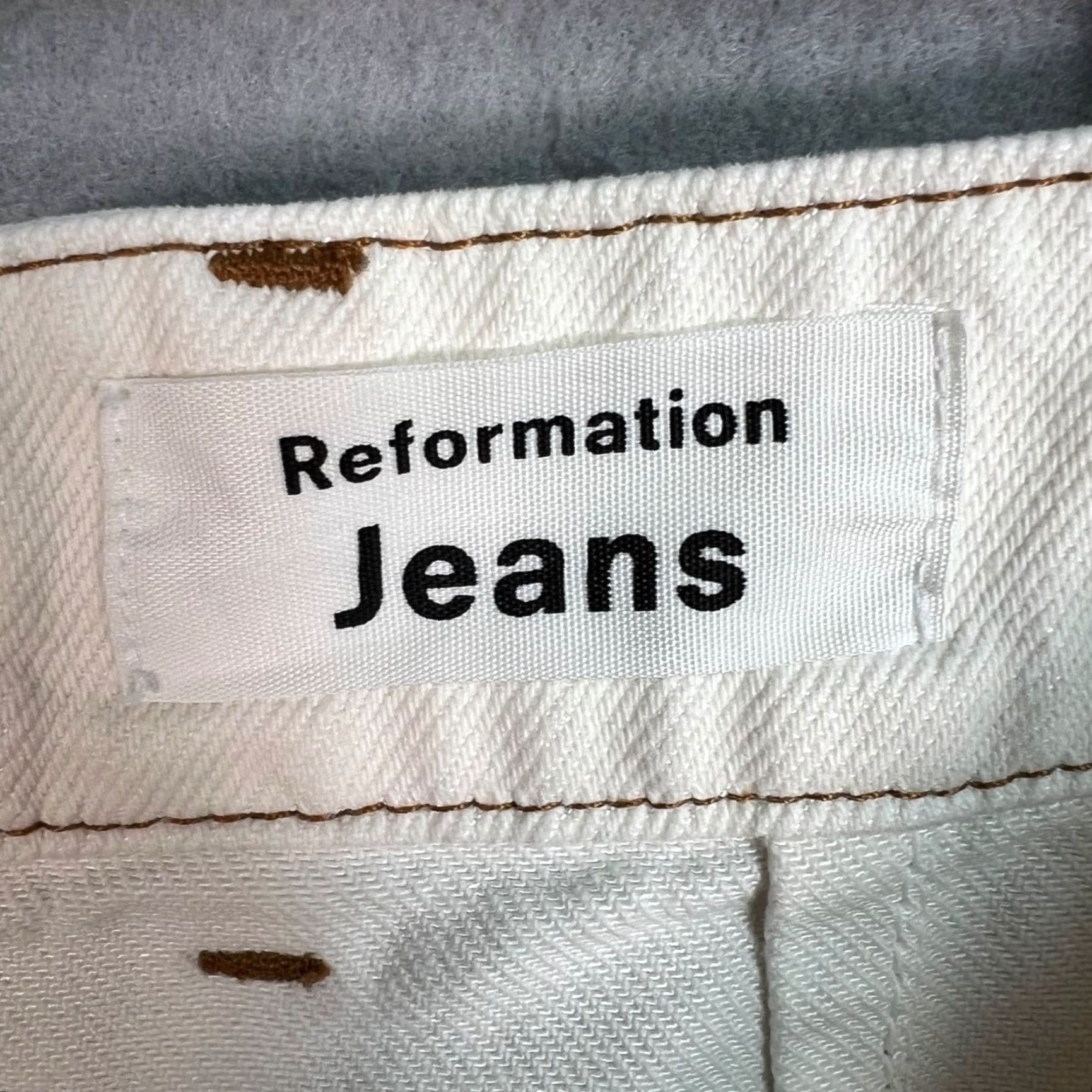 Reformation Reformation Jeans Women 27 Ivory Denim High-Waisted Straight 5-Pocket Size 27" / US 4 / IT 40 - 3 Thumbnail