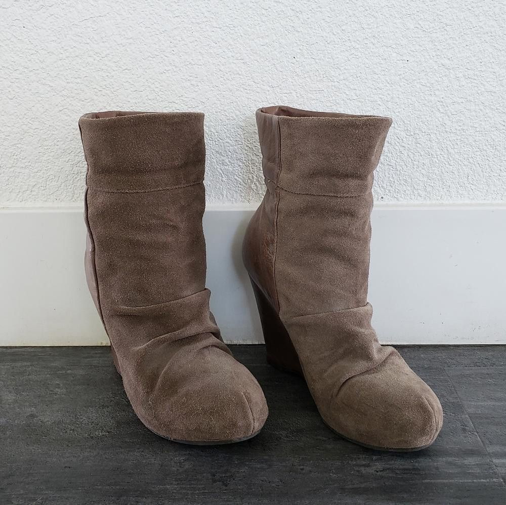 Aldo Light Chocolate Leather & Suede ALDO Bootie Size US 6.5 / IT 36.5 - 2 Thumbnail