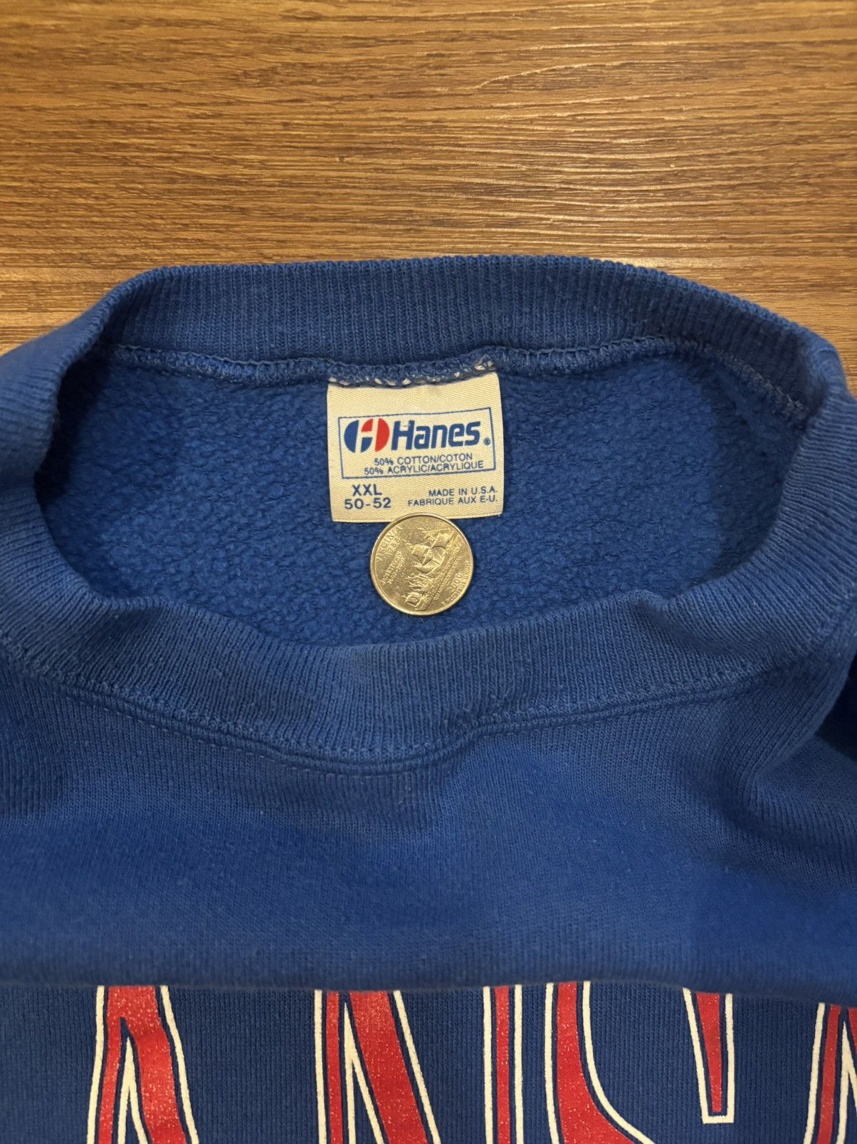 Hanes Vintage 80's Kansas University Sweatshirt Size US XL / EU 56 / 4 - 4 Thumbnail