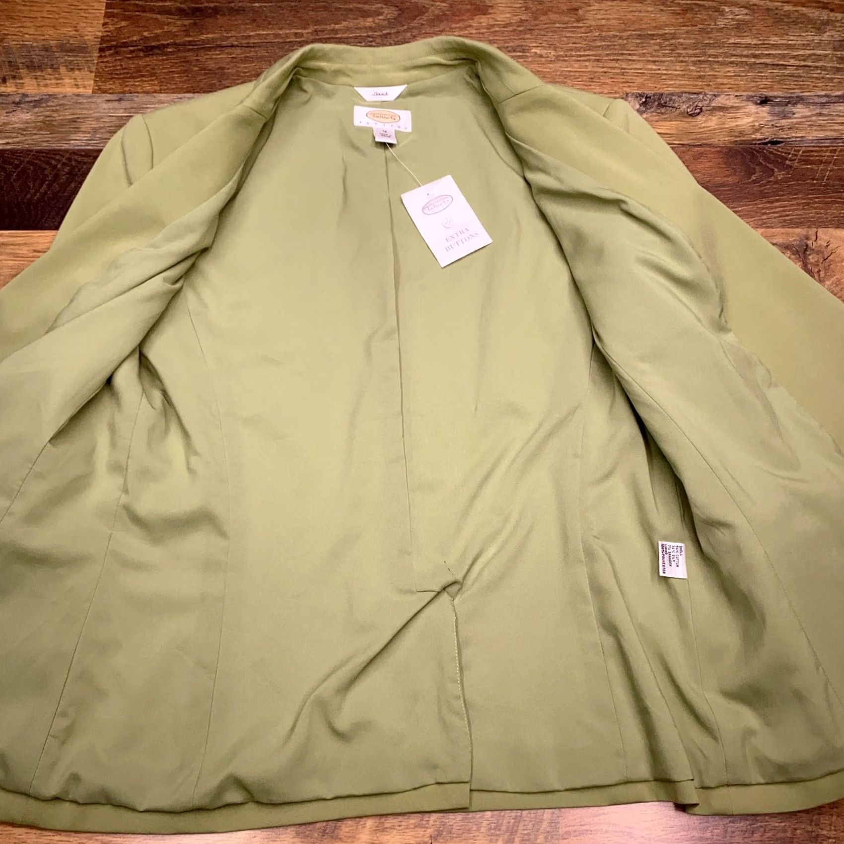 Talbots Talbots Petites Blazer 12 Green Silk Stretch Career New Blazer Jacket Single-Breasted Notch Lapel Womens 12P Solid Long Sleeve Size XL / US 12-14 / IT 48-50 - 3 Thumbnail