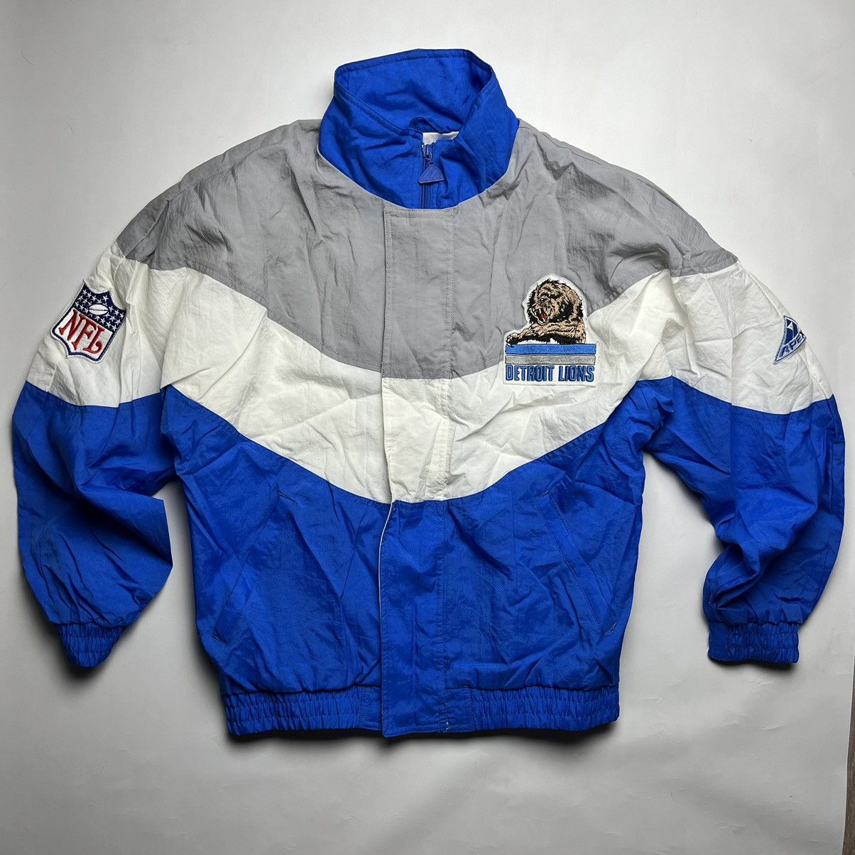 image of Apex One Vintage Bomber Detroit Lions in Blue, Men's (Size Small)