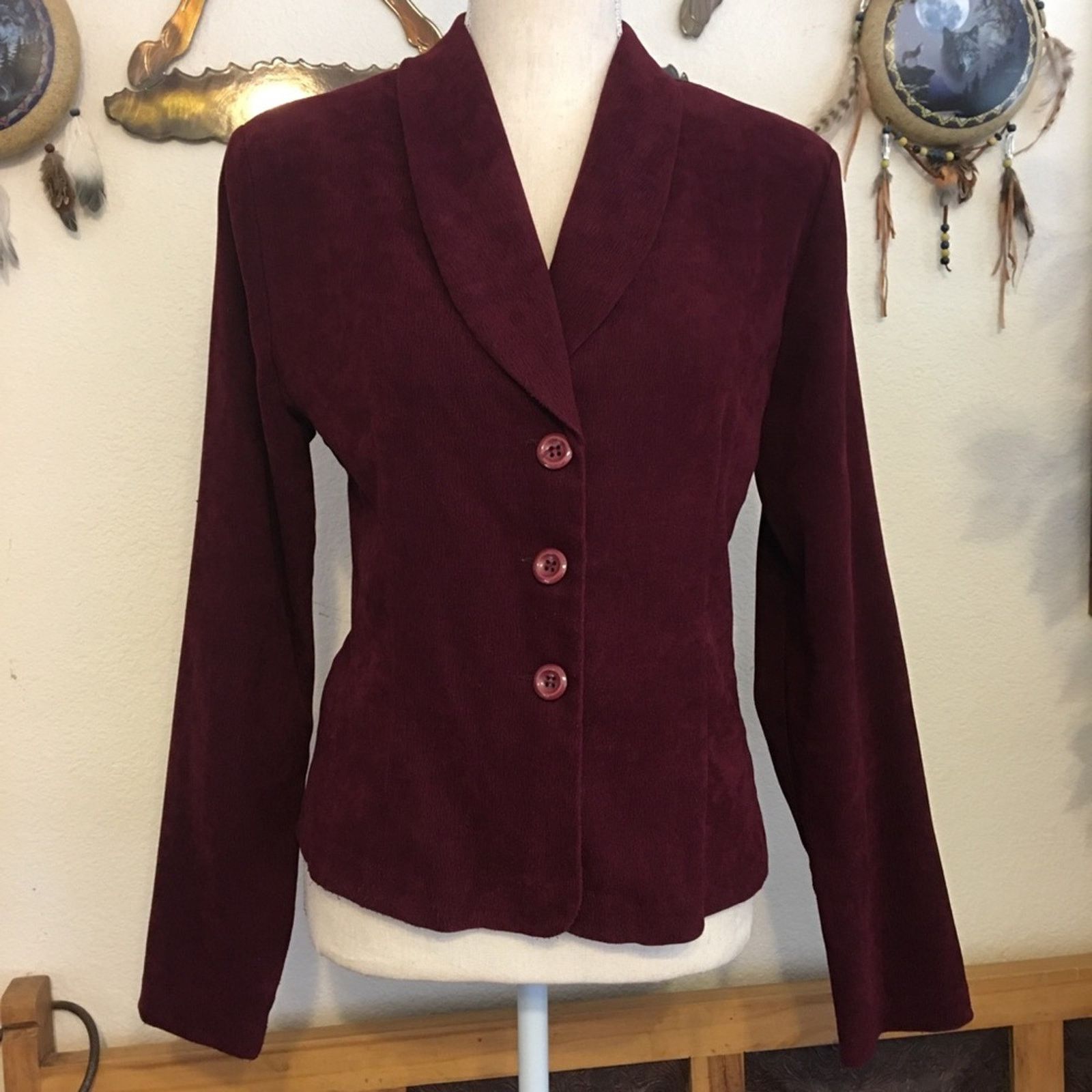 Vintage Vintage “I” Countess cranberry textured jacket Size L / US 10 / IT 46 - 1 Thumbnail