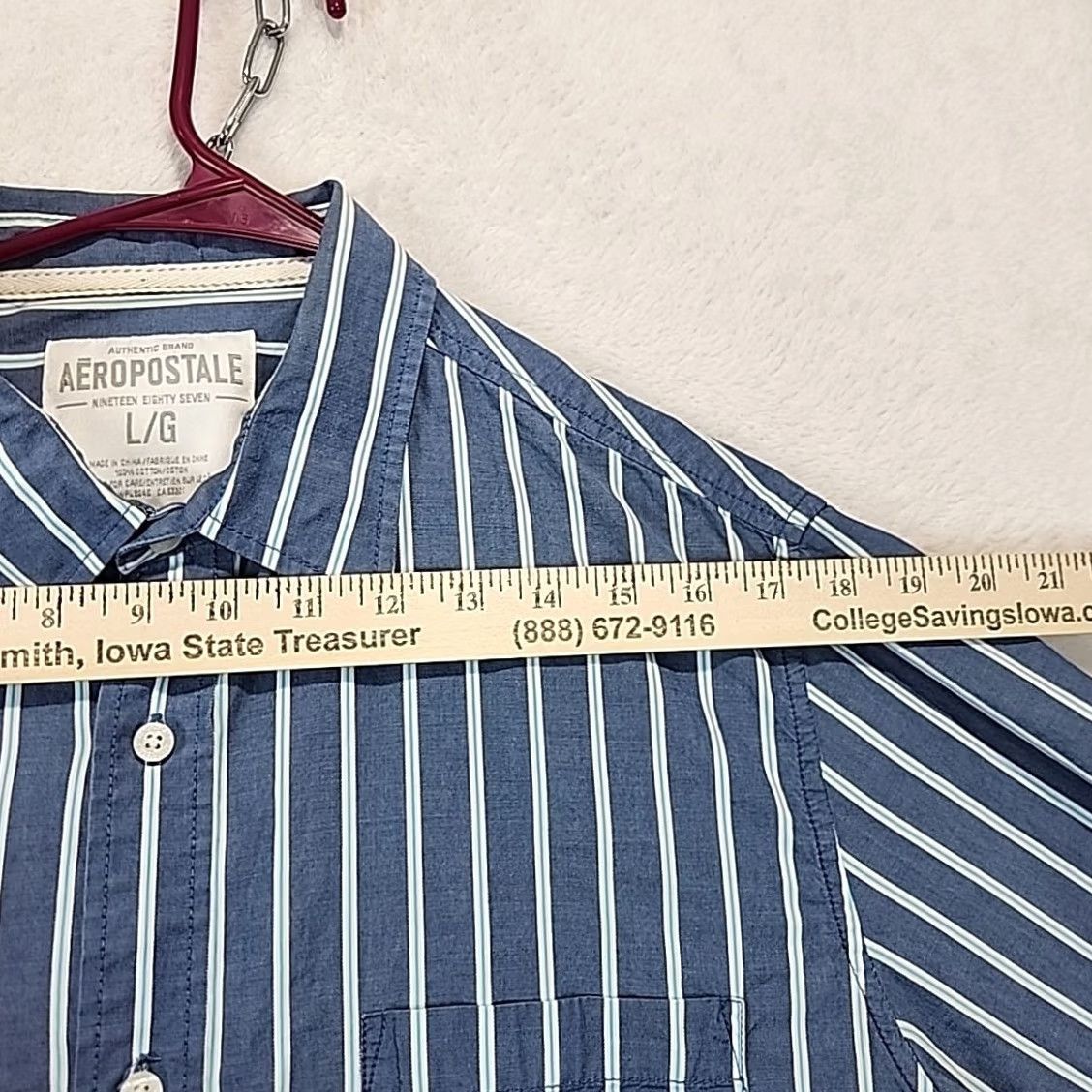 Vintage VINTAGE Aeropostale Long Sleeve Dress Shirt Mens L Blue Striped Preppy Office Academia Size 42R - 7 Thumbnail
