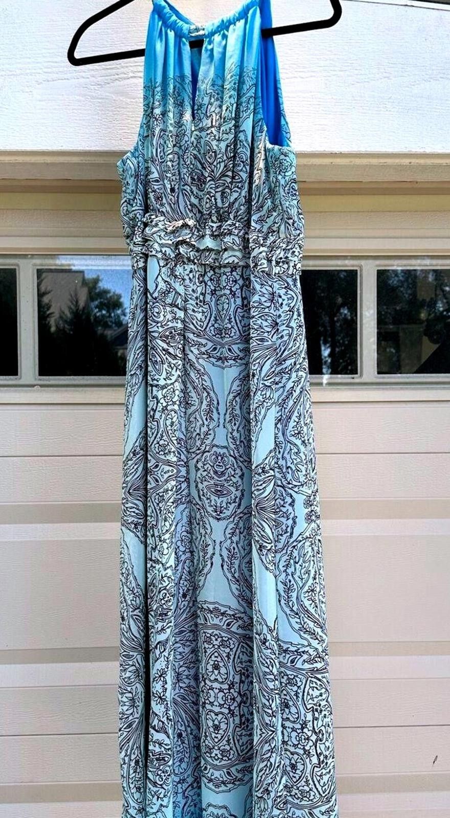 Designer Emma & Michele Blue & White Paisley Maxi Dress Size 16 Size XXL / US 16-18 / IT 52-54 - 1 Thumbnail