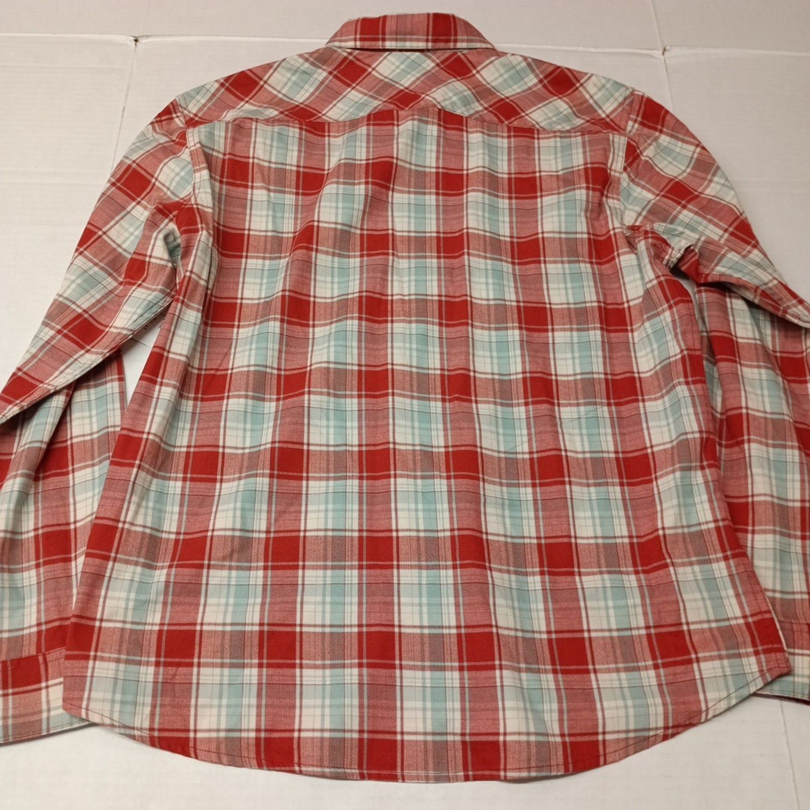 Wrangler Wrangler Cowboy Wash Shirt Men's Size L Large Red Teal Plaid Size US L / EU 52-54 / 3 - 8 Thumbnail