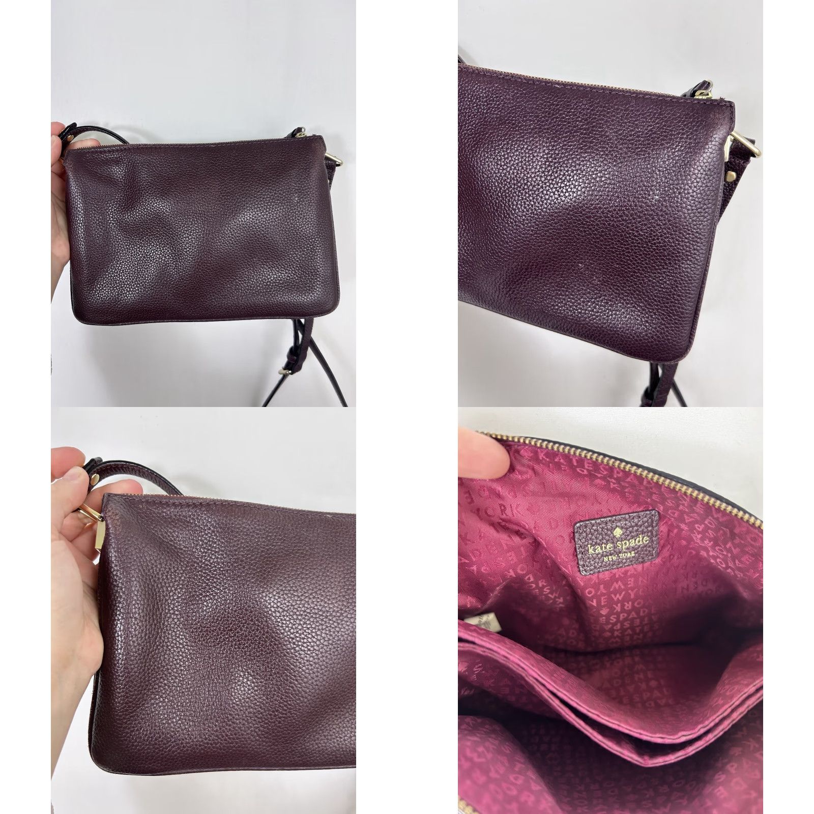 Vintage kate spade new york Crossbody Purse Burgundy Leather Small Women's Size ONE SIZE - 9 Thumbnail